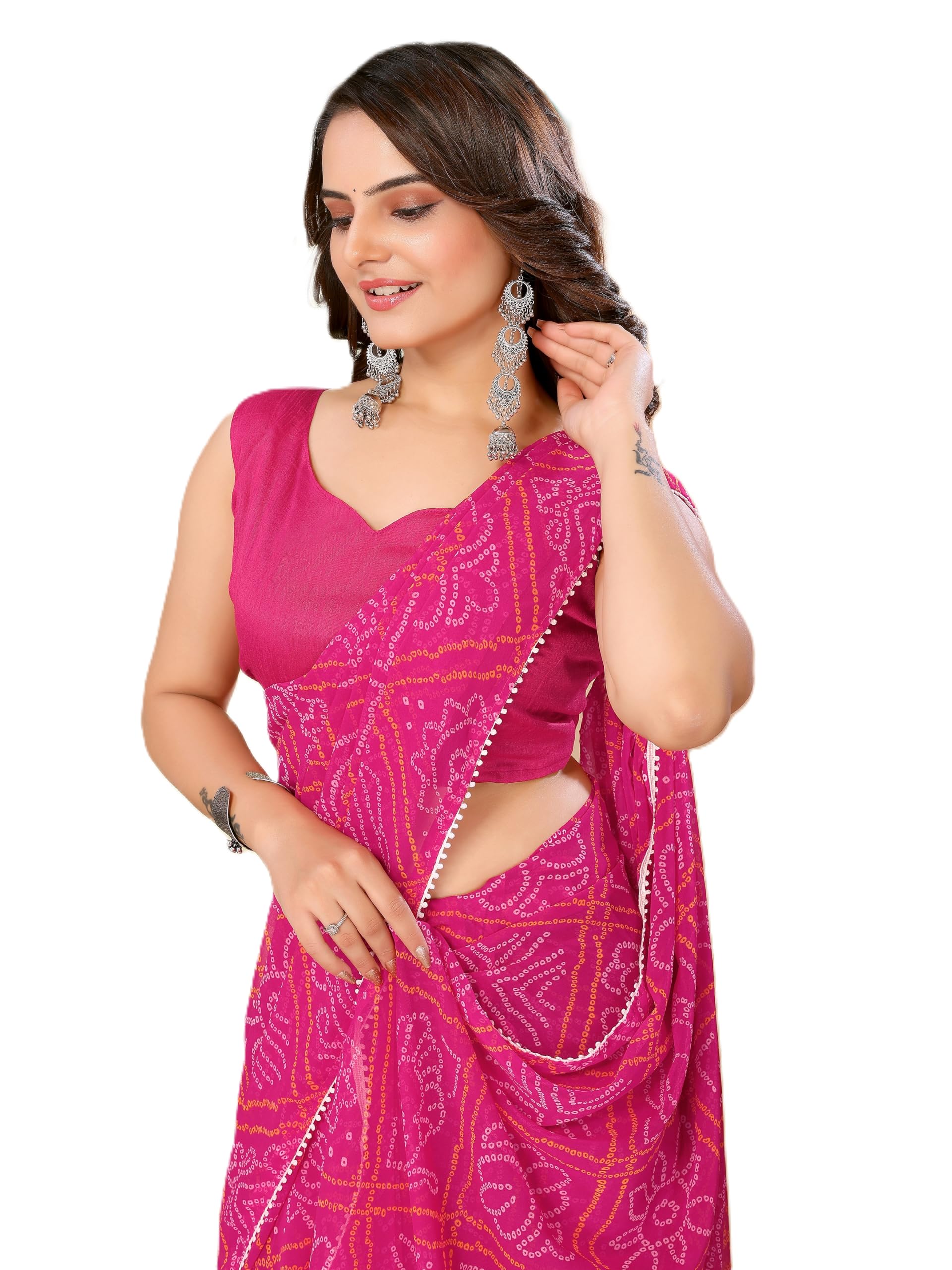 vairagee Women's Soft Georgette Printed Ready to Wear Saree and Unstitched Blouse Piece | Readymade Saree for Girls (2058)-picture-0
