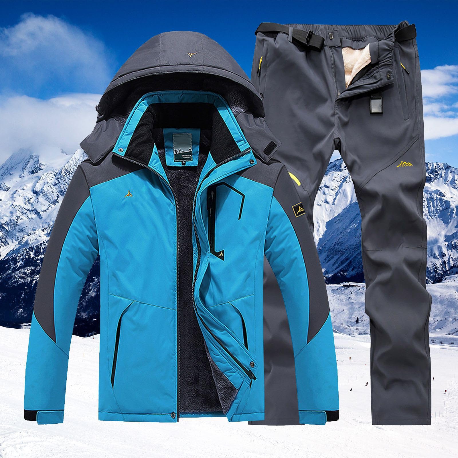 Combinaison De Ski Pour Homme - Coupe-Vent Combinaisons De Ski - Chaud D'hiver Combinaison De Neige - Imperméables Vestes De Ski Et Pantalons Longs - Veste Et Pantalon De Neige