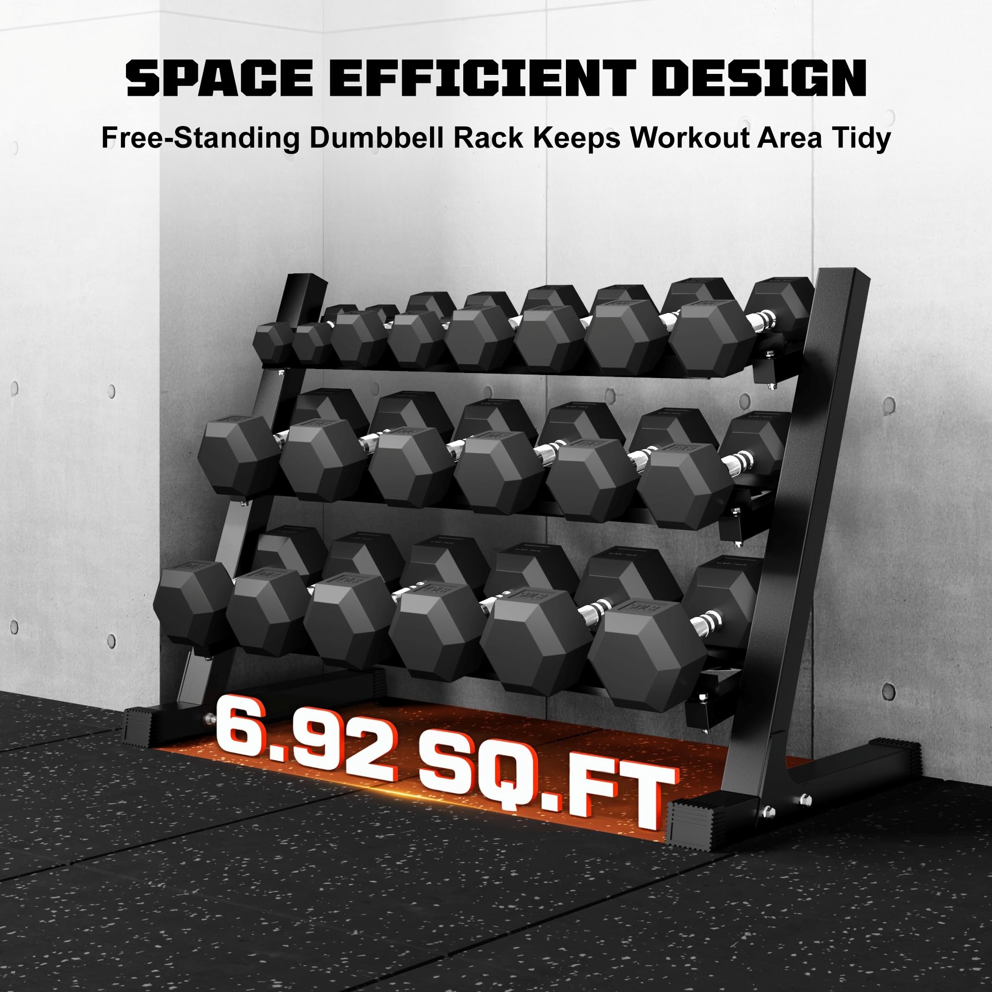 Dumbbell Sets with Rack, Rubber Hex Dumbbells, 160/220/280/360/450/550LBS, Hand Weights with Chrome Handle for Strength Training
