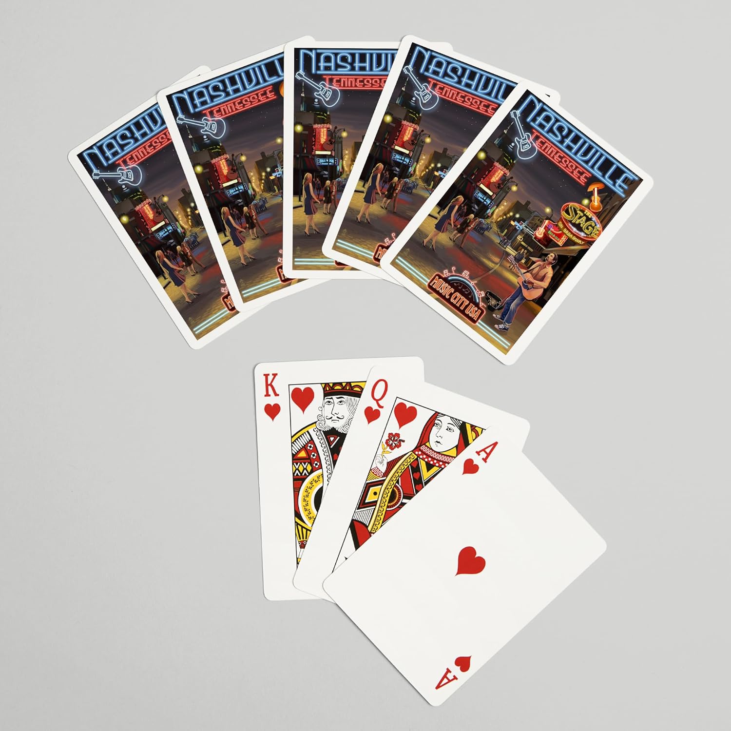 Lantern Press Nashville, Tennessee, Broadway at Night, 52 Playing Cards for Adults, Poker Size Card Deck
