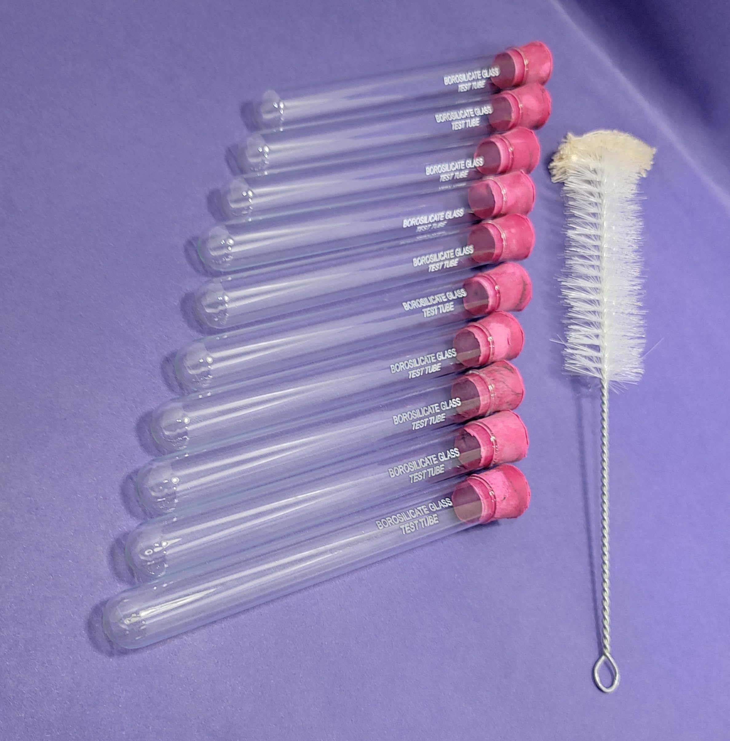 BOROSILICATE GLASS TEST TUBE WITH RIM. 15 X 125 MM (10 pices test tube with 1 test tube Cleaning brush rubber cork)-image-42