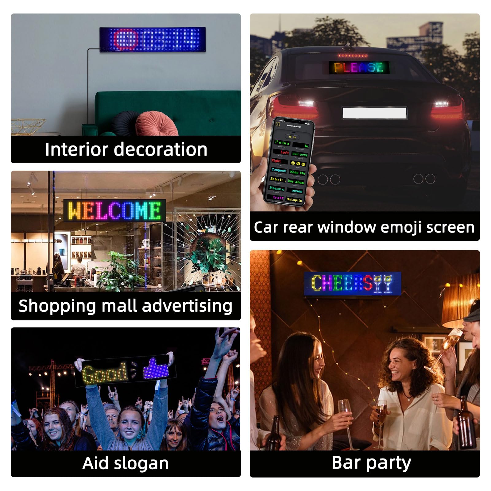 Insegna Luminoso LED, Pannello Flessibile Programmabile 90 x 20CM,Scritte LED Personalizzate Sostegno Testo, Animazione, Emoji Display, Bluetooth Smart APP, USB