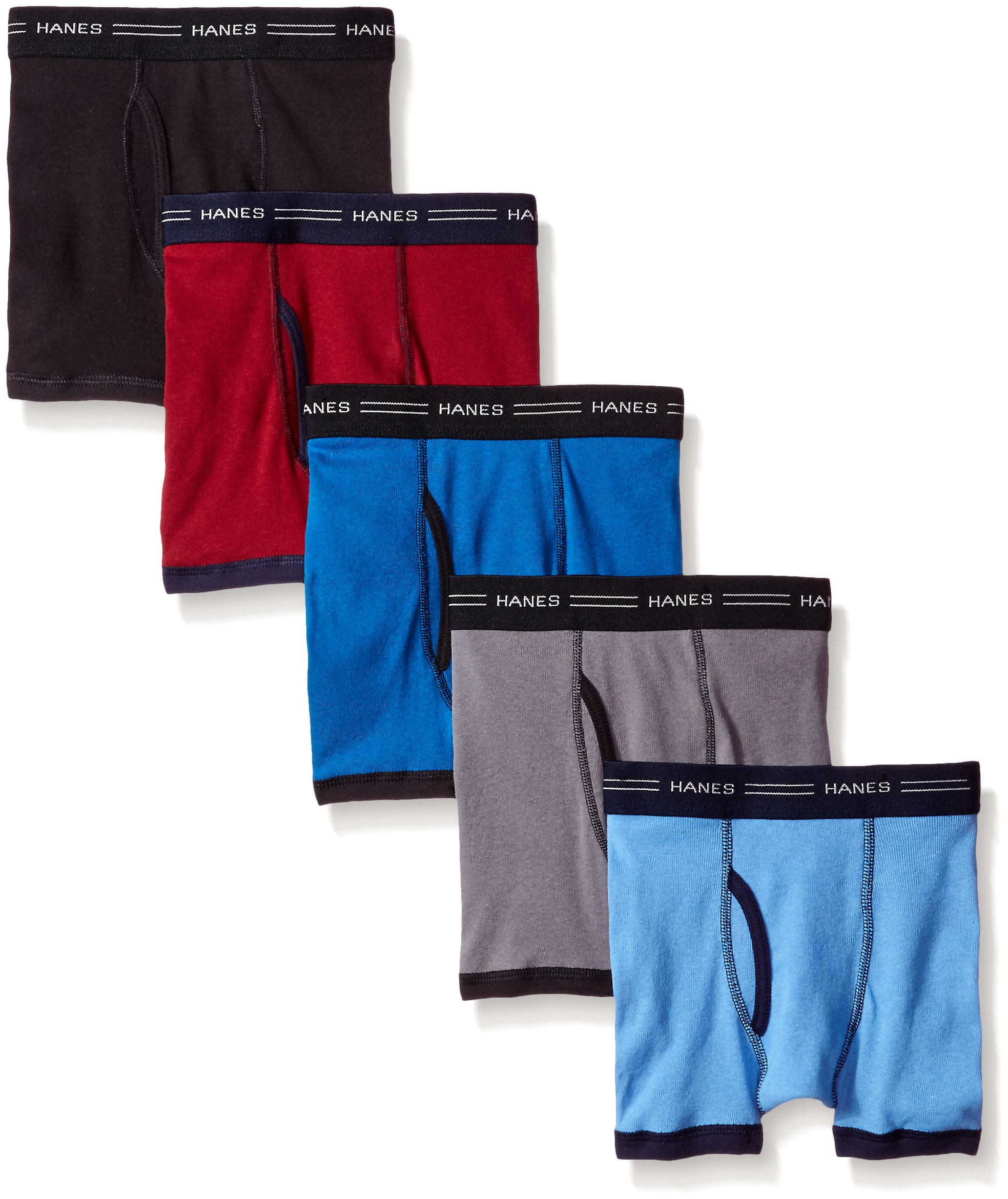 Boys Hanes Multicolor 5-pack Ringer Boxer Brief Underwear L 14-16