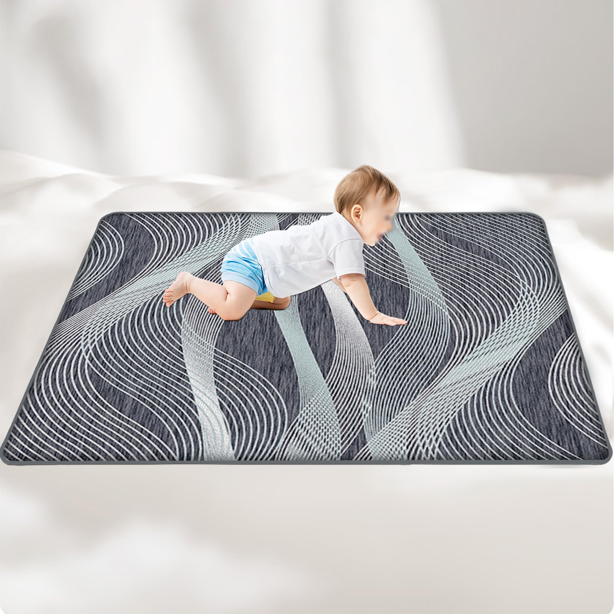 Zteiuqx Coral Velvet Baby Play Mat for Crawling Playing for Bedroom, 2CM Thick Baby Crawling Mat Nursery Rug, Kids Room, Nursery Babies Mats for Floor Play Non-slip Backing 40x100cm/3.94x39.37inch