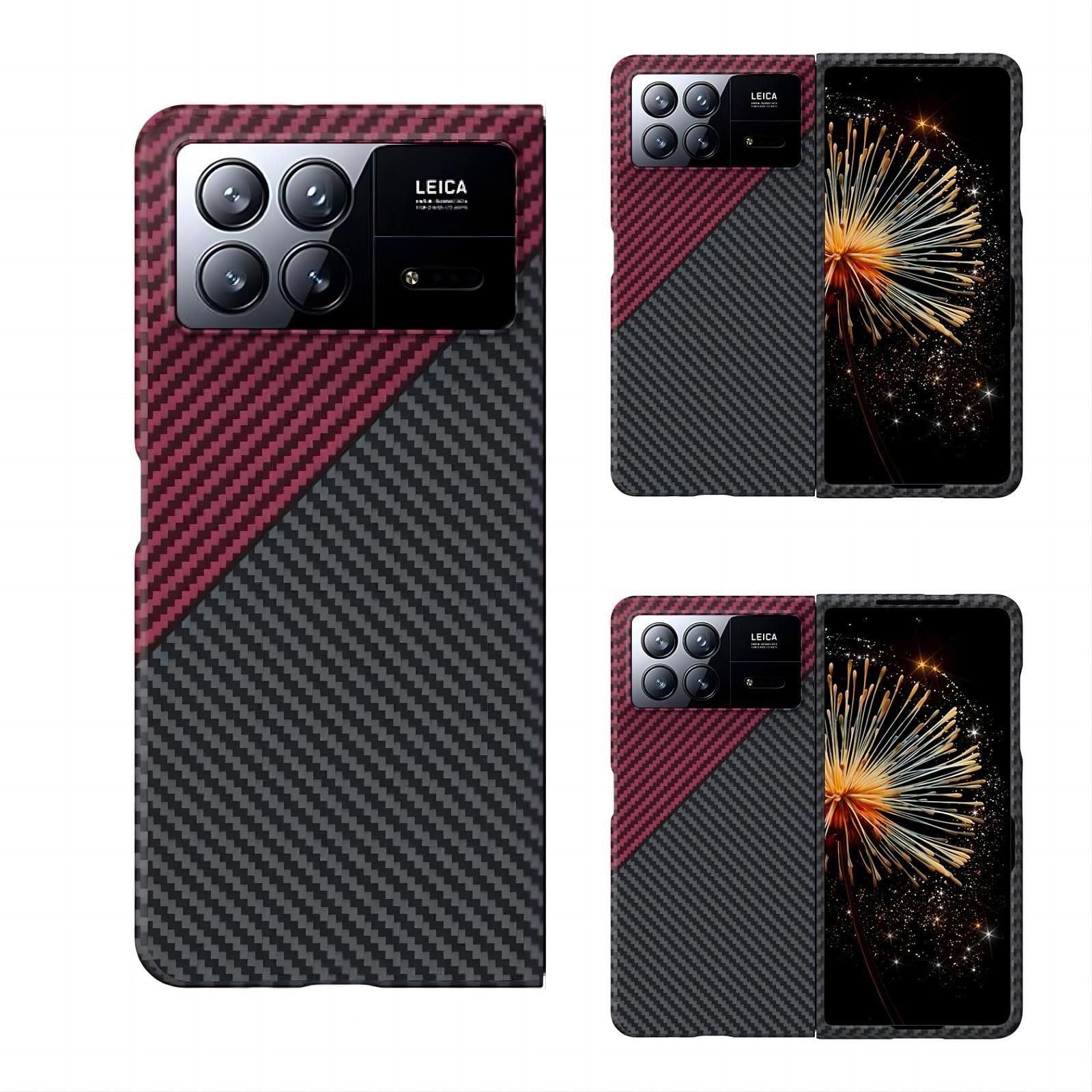 Coque pour Mix Fold3 Boîtier Carbon Fiber,Texturé Cuir Slim Case Bumper étui pour Xiaomi Mix Fold 3(1)