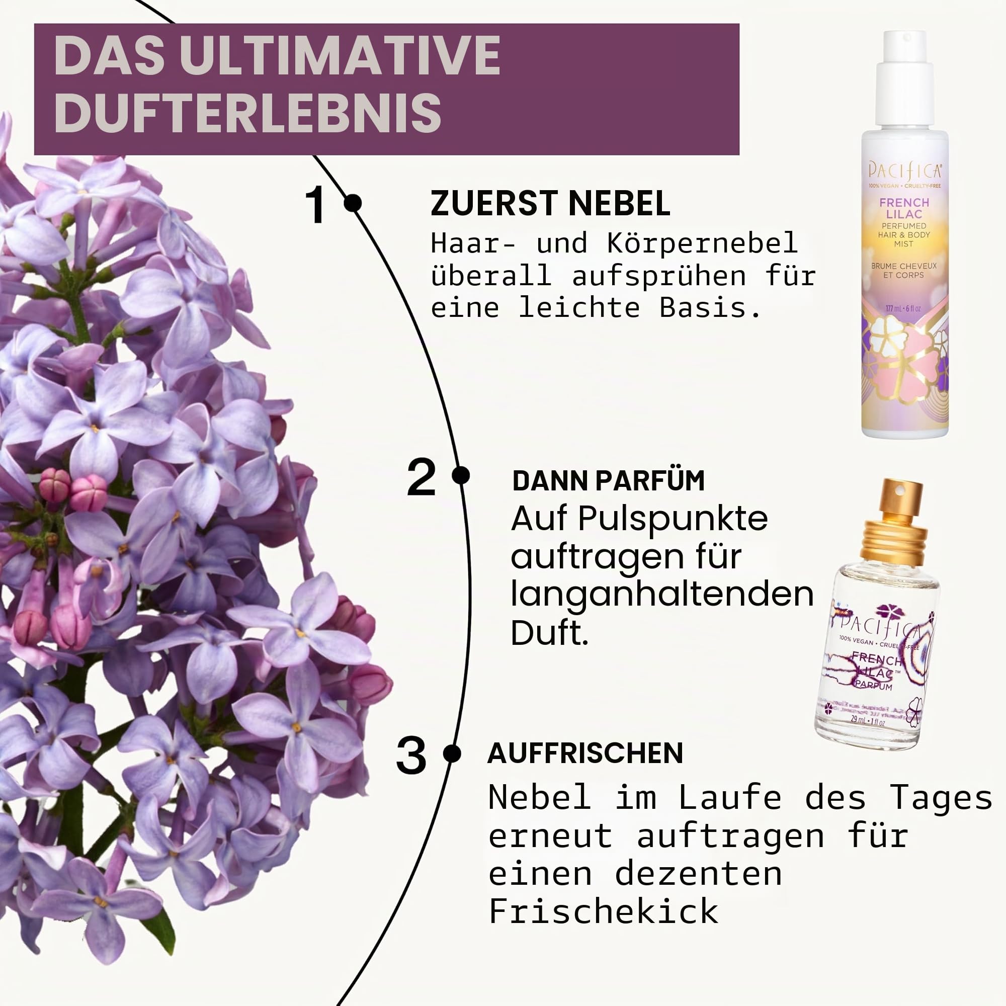 Pacifica Parfümierter Haar- und Körpernebel, französisches Lila, für Damen, 170 ml
