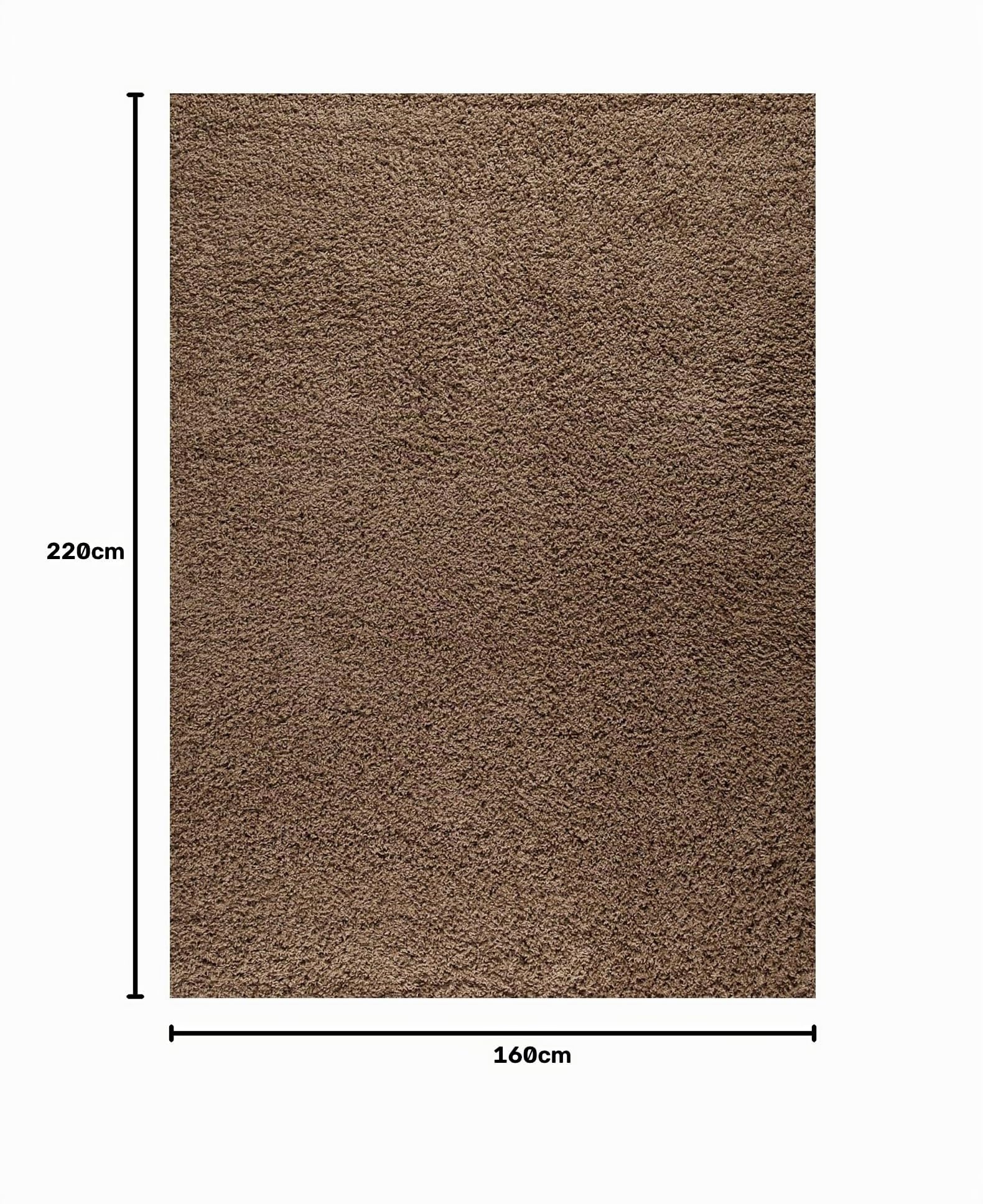 VIMODA Prime Shaggy Teppich Hochflor Langflor Teppiche Modern Einfarbig Nougat Hellbraun, Maße:160x220 cm