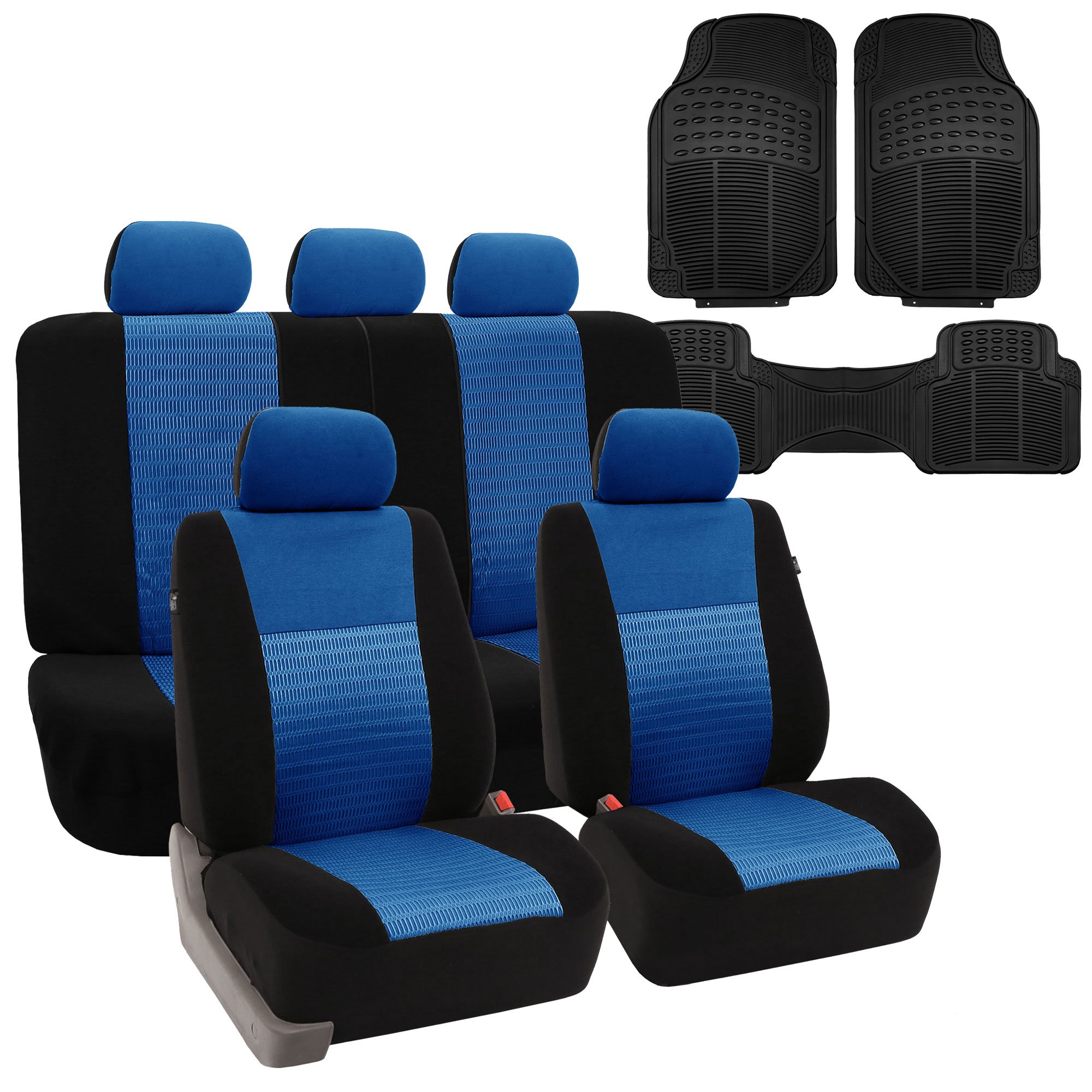 Photo 1 of FH Group Car Seat Covers Airbag and Split Rear Full Set Blue/ Black