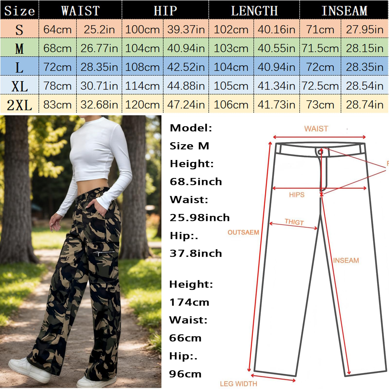 Nuofengkudu Mimetici Lungo Cargo Pantaloni della Tuta Larghi Cerniera Laterale Tasche Elastico Vita Alta Jogging Sportivi Pantalone Felpati Casa Comodi Lavoro Adolescente Y2K