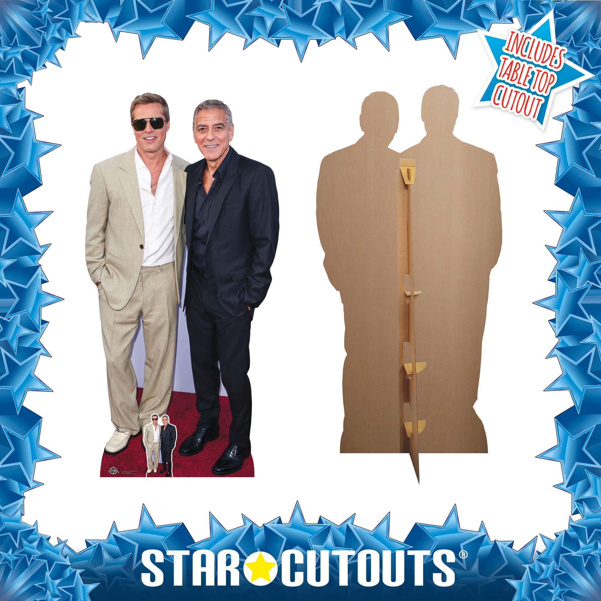 Star Cutouts CS1215 Brad Pitt y George Clooney Altura 185 cm Recorte de cartón con tamaño Real con Mini – Ideal para fanáticos de celebridades, televisión y películas, cumpleaños y Eventos VIP