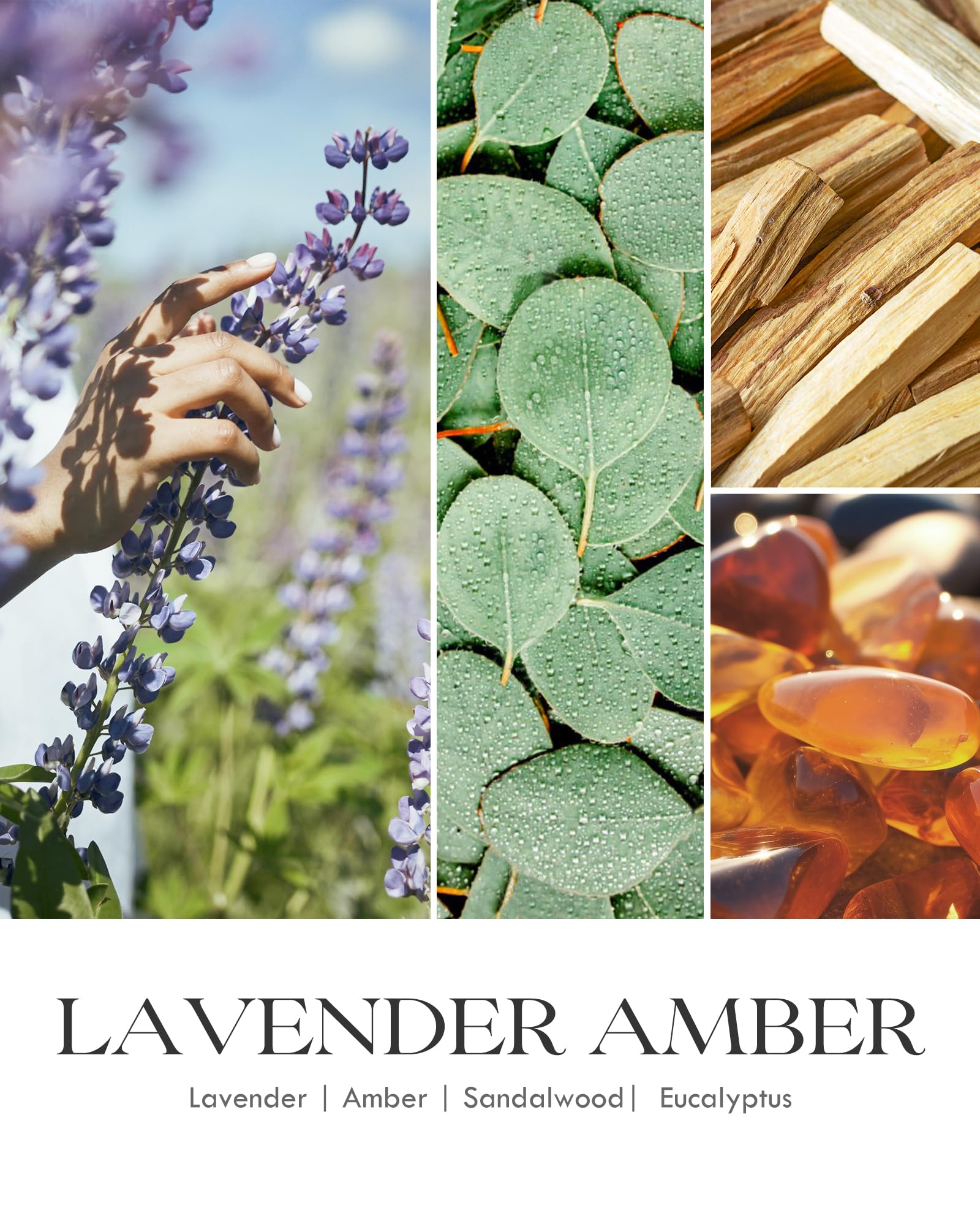 AOOVOO Lavendel Bernstein Duftkerze, Aromatherapiekerze, Sojakerze für den Hausgebrauch