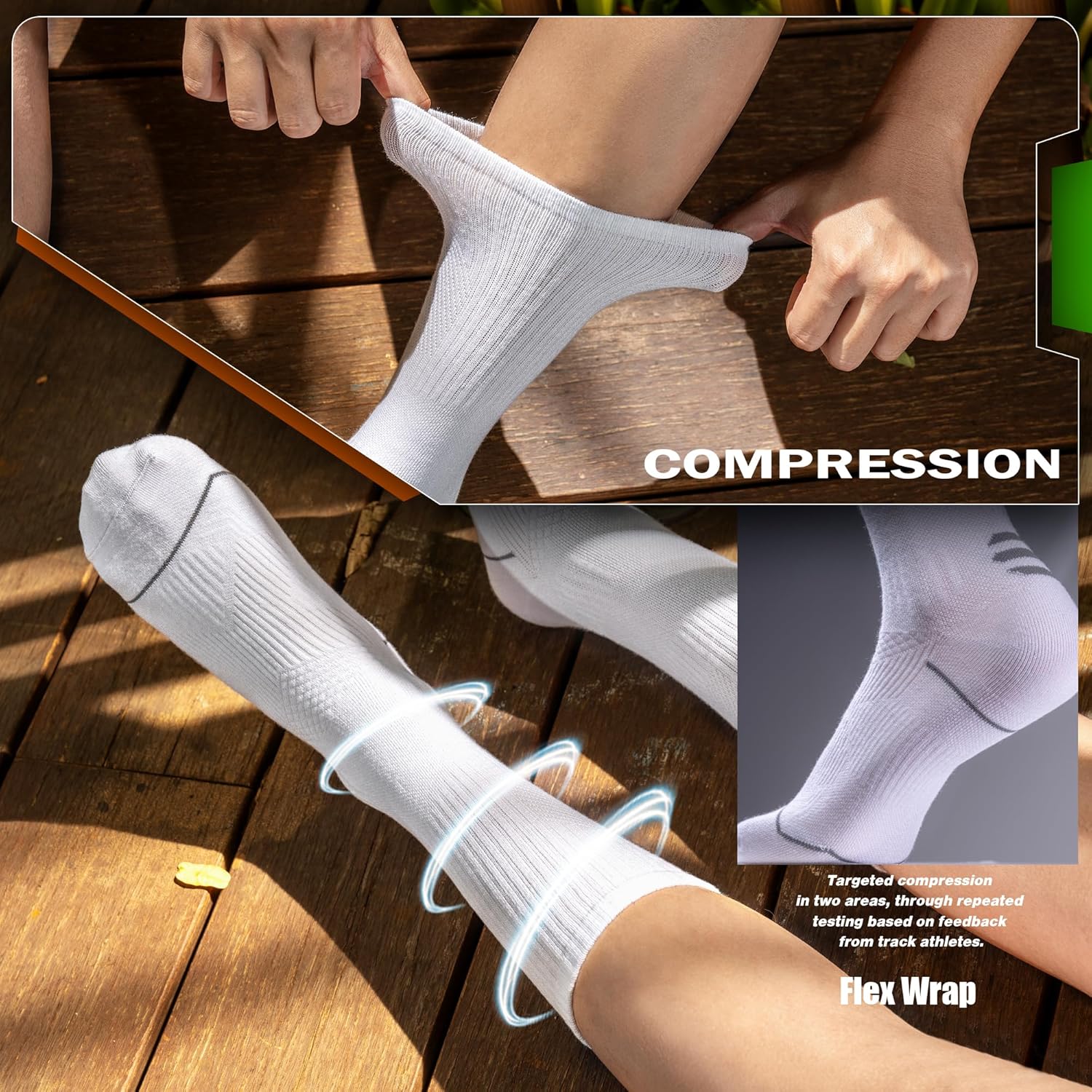 6 Pair Bamboo Viscose Crew Compression Socks For Men Women, Moisture Wicking Odor-Free Soft Thin Athletic Sock - Image 4