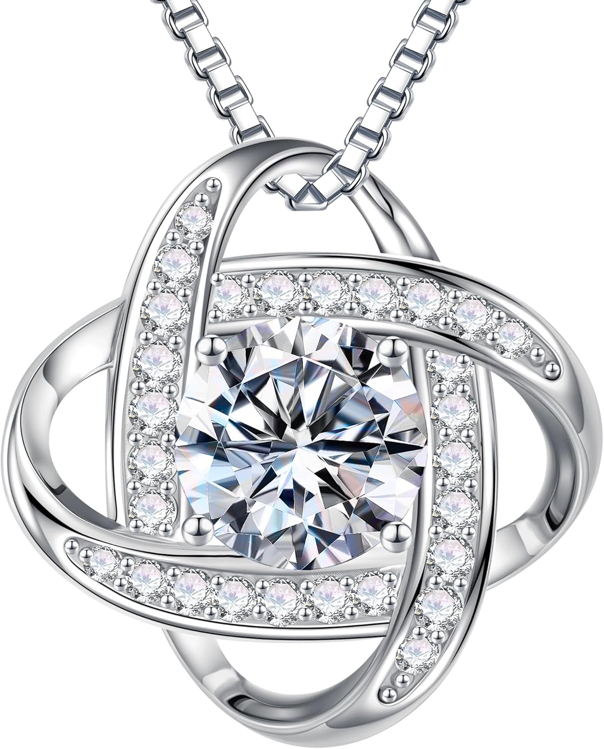 MOOSEA Mothers Day Gifts for Wife Mom – Love Knot Moissanite Necklace, 1-3 ct D Color VVS1 Clarity 925 Sterling Silver Moissanite Pendant Necklace Anniversary Birthday Gifts for Mom Wife Girlfriend