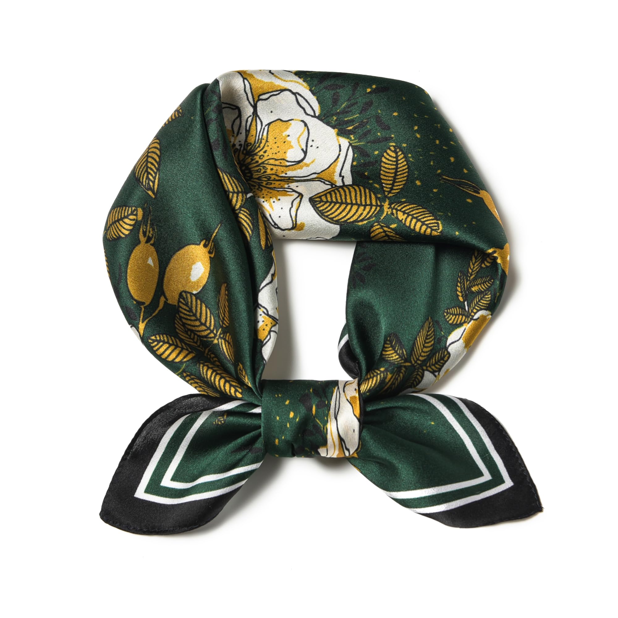 SHIROUYU 100% Mulberry Silk Scarf 21 "x 21" Square - Neck Scarf - Women Men Small Square Pocket Scarf - With Gift Packed