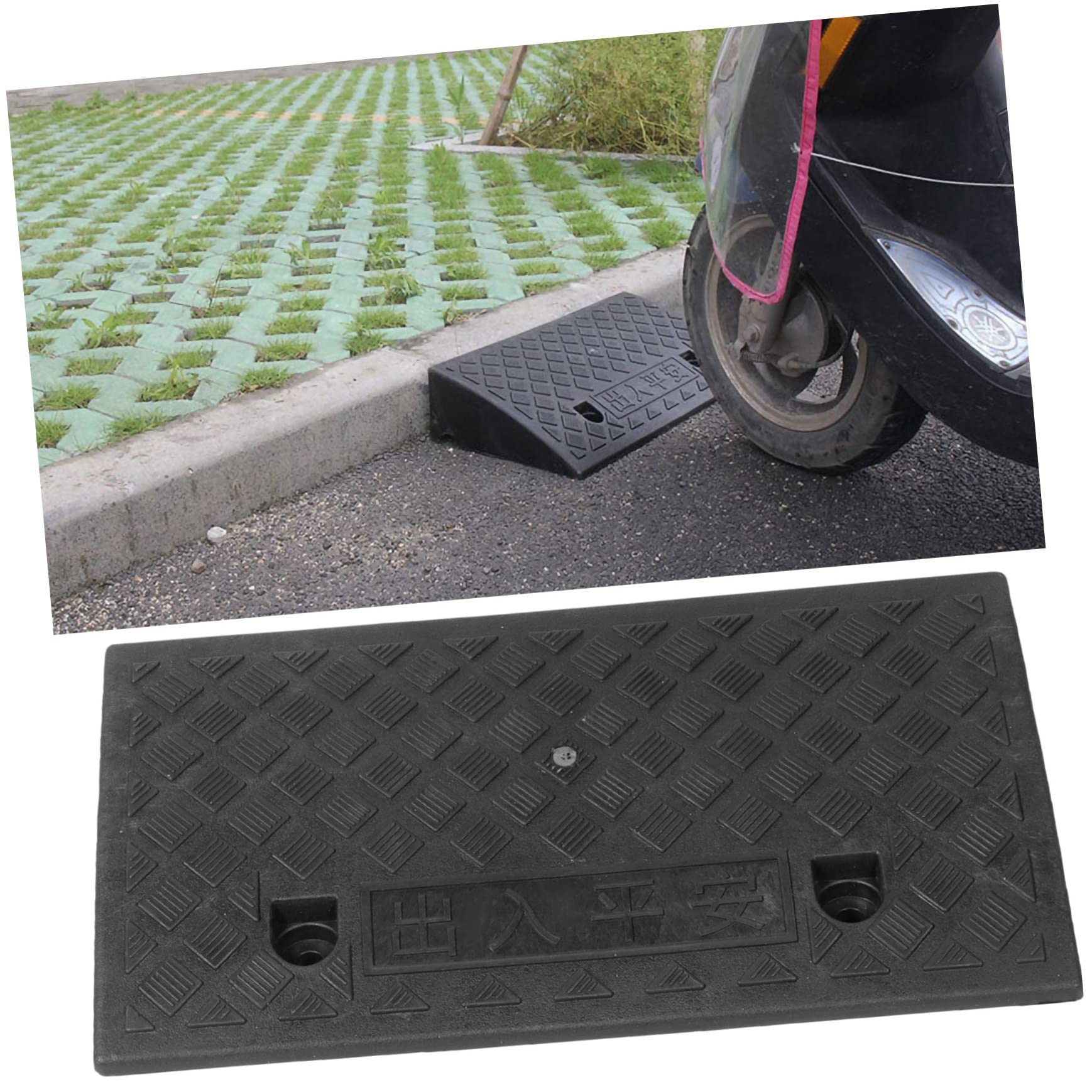 Rampa in Gomma Plastica Portatile per Carichi Pesanti, Rampa di Pendenza Leggera per Marciapiede, Accesso Veicoli e Motociclette, Resistente All'abrasione e Facile da Installare,