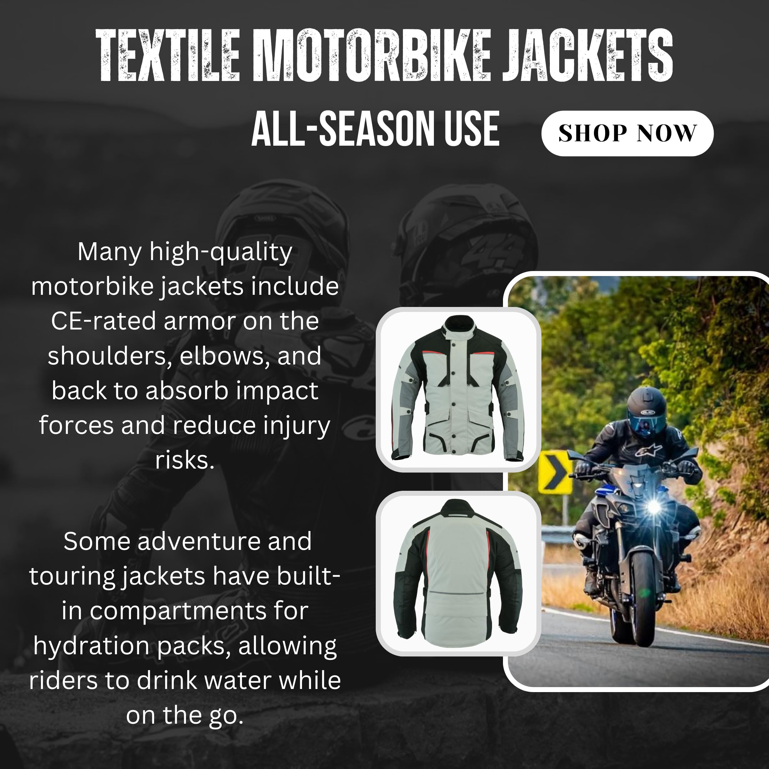Giacca impermeabile da uomo per motocicletta/moto corazzata invernale estate bianca/grigio tessuto Codura tessuto CE corazzato