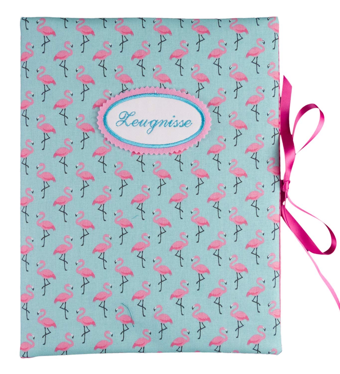 bettina bruder - Zeugnismappe DIN A4 - innen 30 Sichthüllen - Flamingo türkis rosa pink