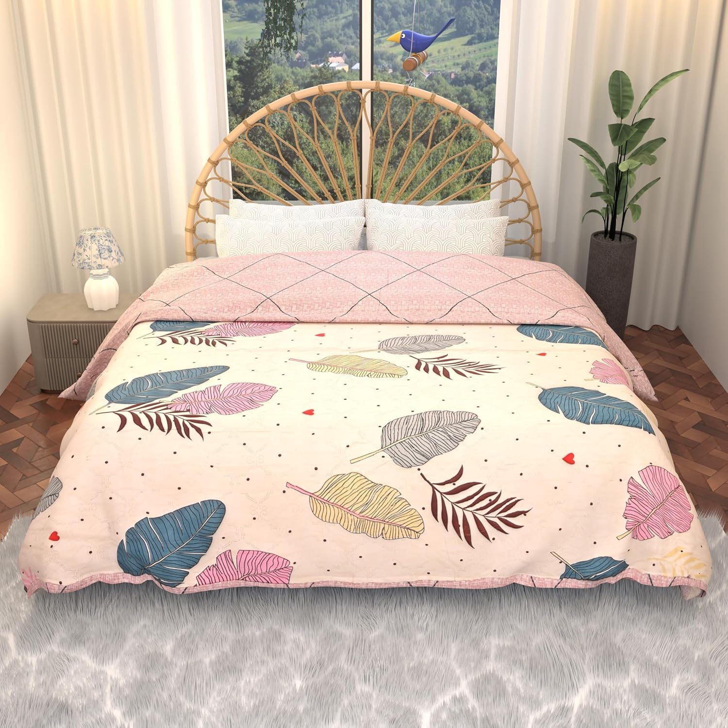 Couette réversible 220 g/m² lit double 200x200 cm en microfibre