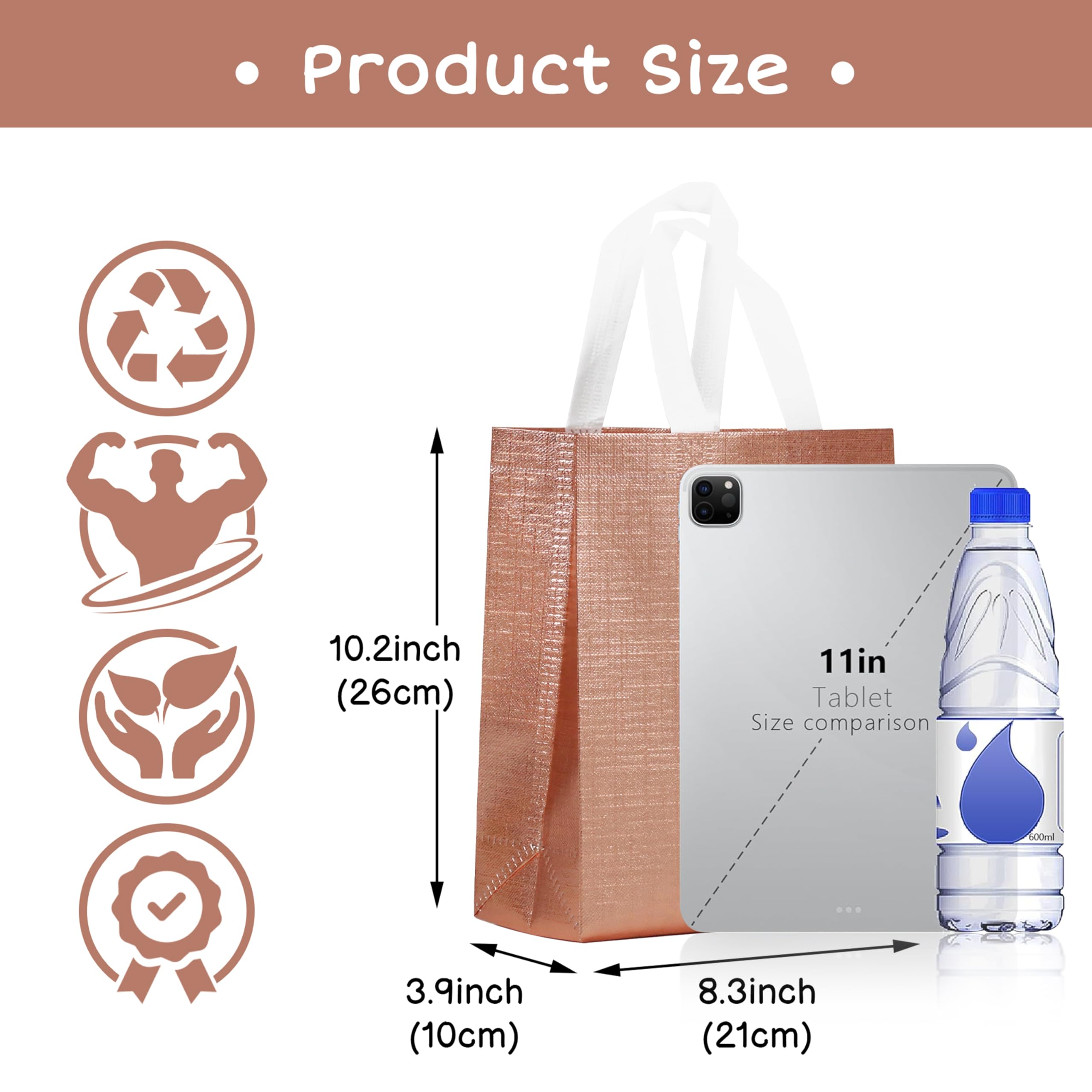 cabzymx Pequeñas bolsas de regalo reutilizables con bases, diseño metálico, bolsa de fiesta no tejida a granel para envolver regalos