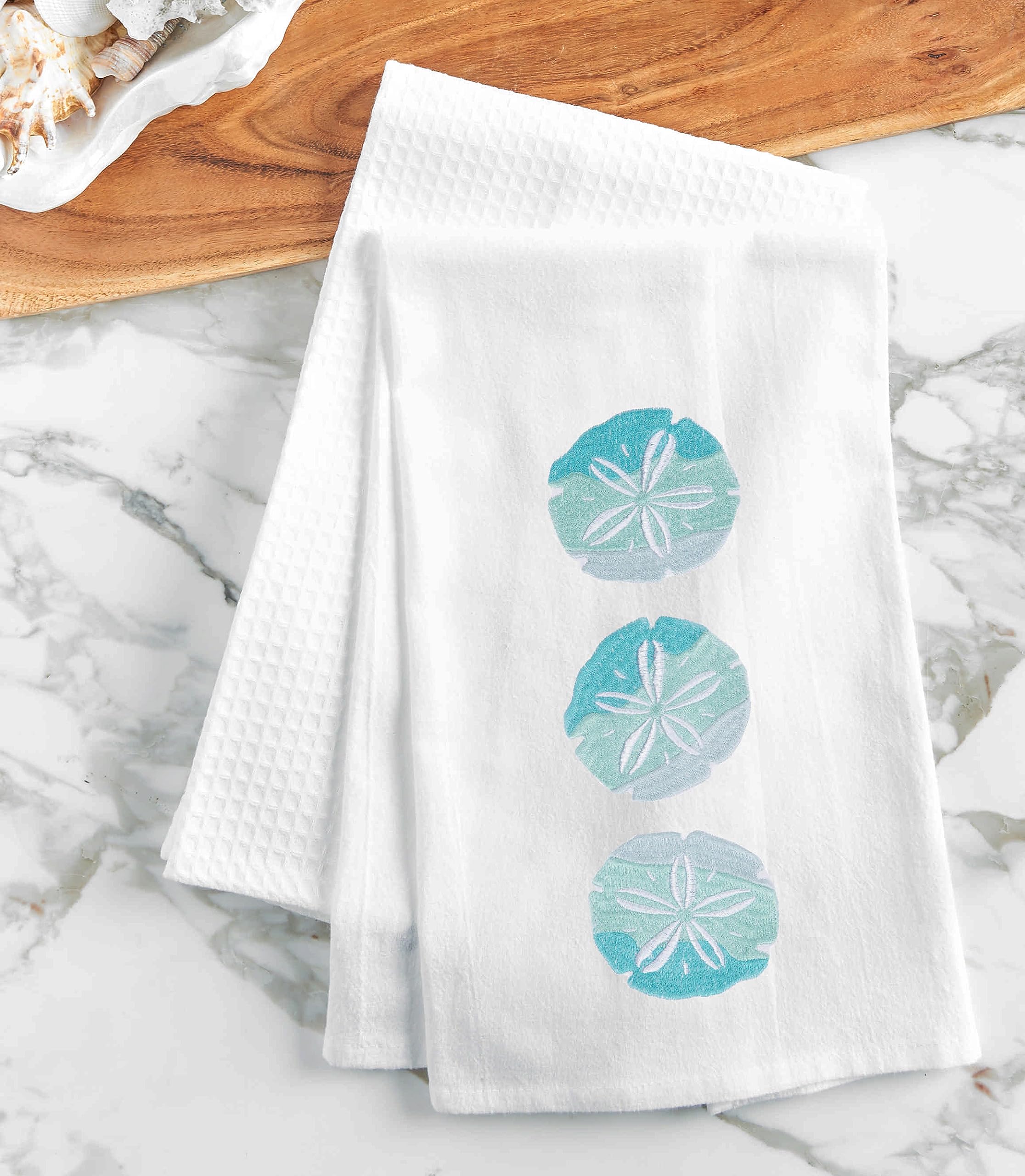 C&F Home Sand Dollar Trio Embroidered Cotton Flour Sack Kitchen Towel 18