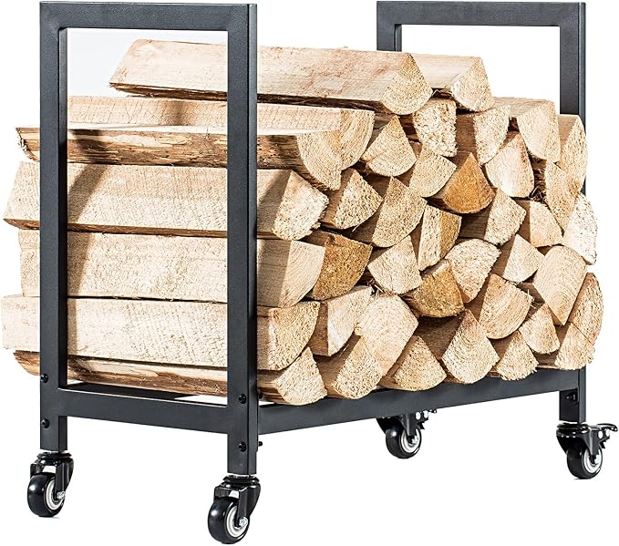 YMLSYEO Firewood rack log holder,with wheels 25 inches can