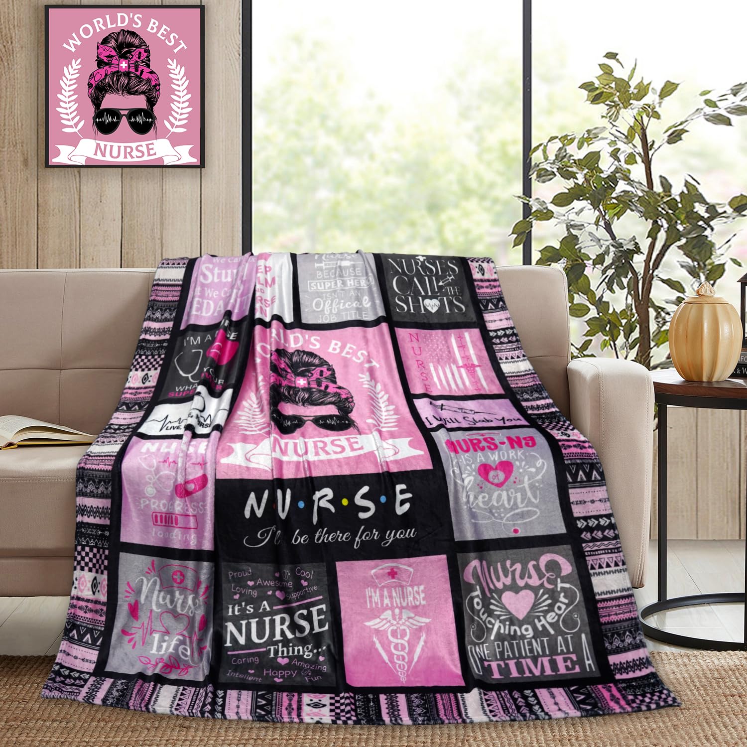 Coperta Microfibra Personalizzata Per Infermieri – Regalo Di Pensionamento O Natale, Plaid Morbido 130x150cm Con Frasi