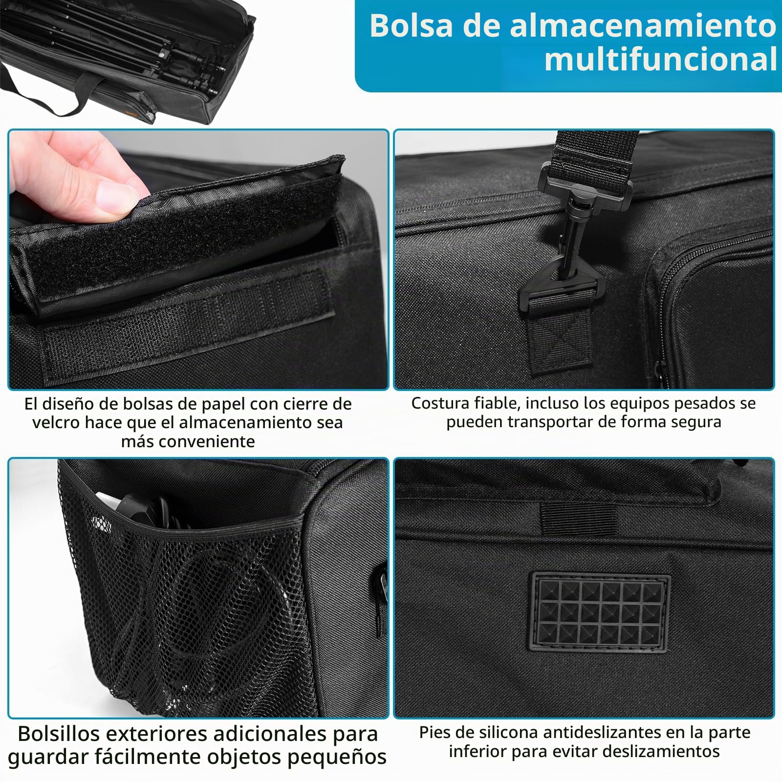 OUUTMEE Bolsa multifuncional para trípode resistente con asa para luces, altavoces, cámaras, horcas, soporte para micrófono, color negro, negro B, S-80x21x21cm, moderno