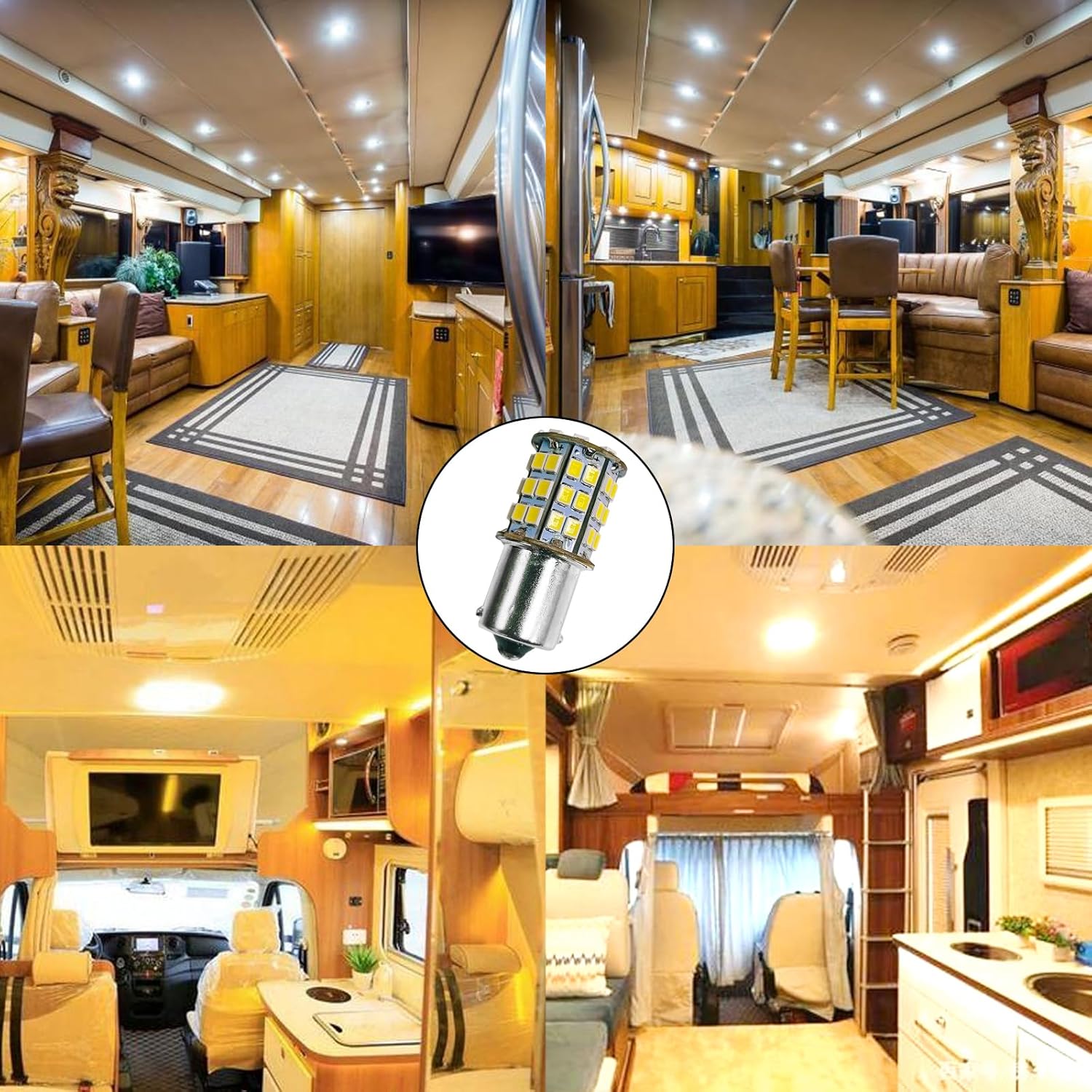 Ba15s 1156 1141 AC12V/DC 12-24V 56Pcs 2835SMD Super Bright RV Boat Car Lights Non-Dimmable LED Light Bulb Cool White Pack of 20