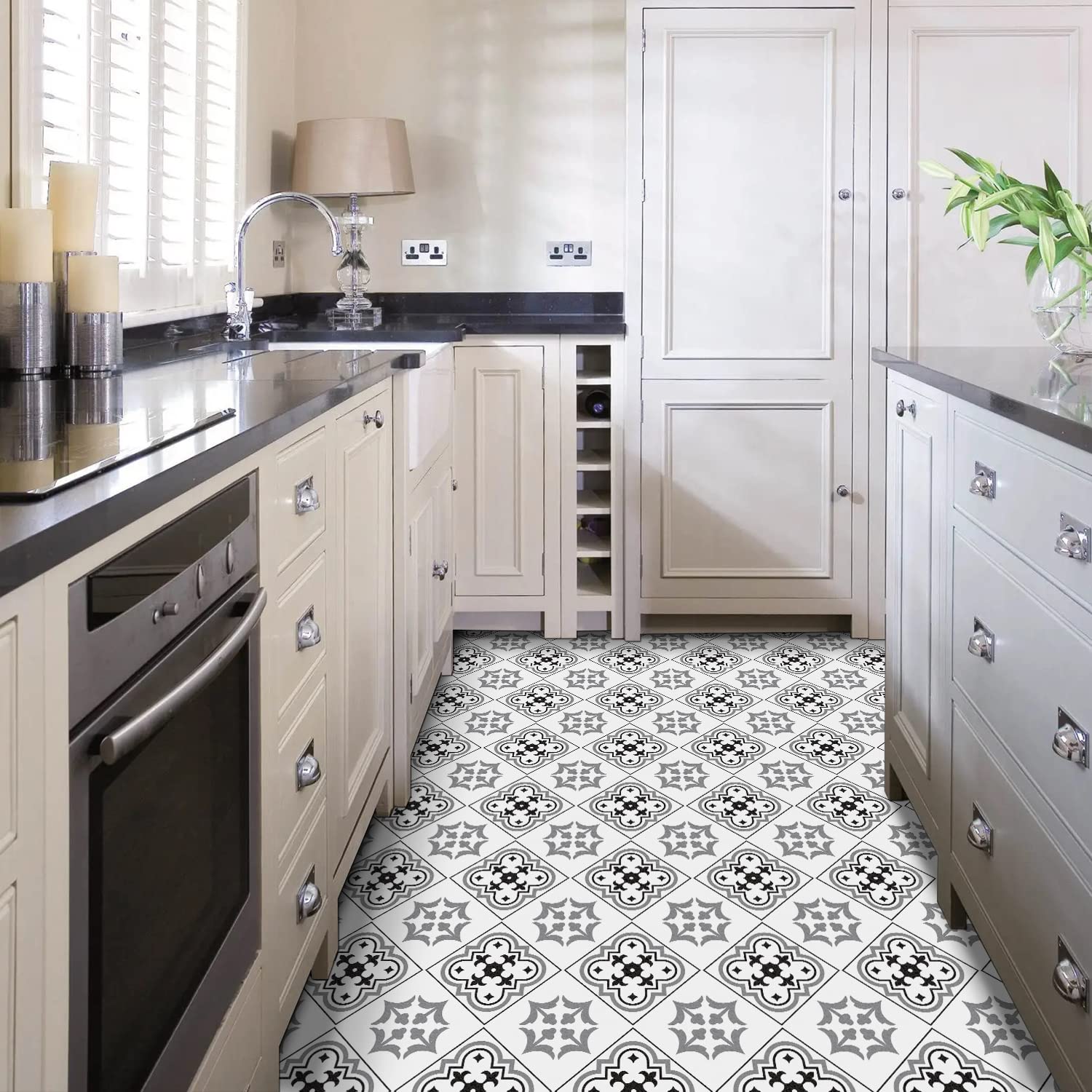 Alwayspon Winylowa naklejka na płytki podłogowe, wodoodporna, antypoślizgowa, pogrubiona, winylowe, płytki podłogowe PCW, samoprzylepna, odklej i przyklej, 30 x 30 cm, szara