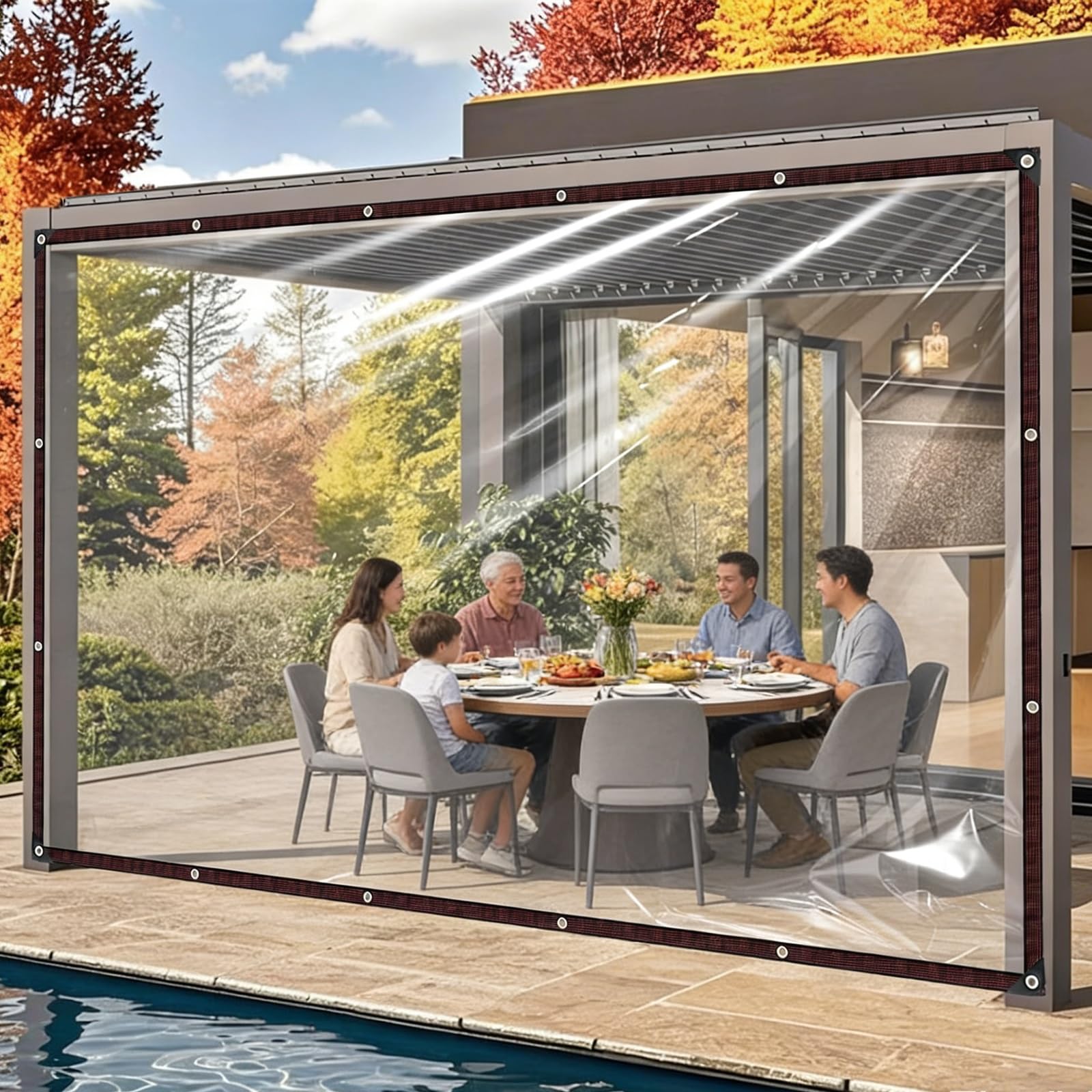 Lona con Ojales 1 x 4.2 m con Ojales, Resistente a Los Rayos UV y Al Desgarro, Lámina de Invernadero Lona Impermeable Universal para Camping, Jardín, Camión, Transparente