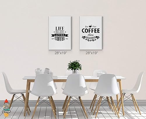 Miniatura 3 de HB Art Design Life Begins After Coffee and But First Coffee 2 Panel Canvas Print Set Wall Art Coffee Bar Decor Coffee Signs Kitchen Wall Decor