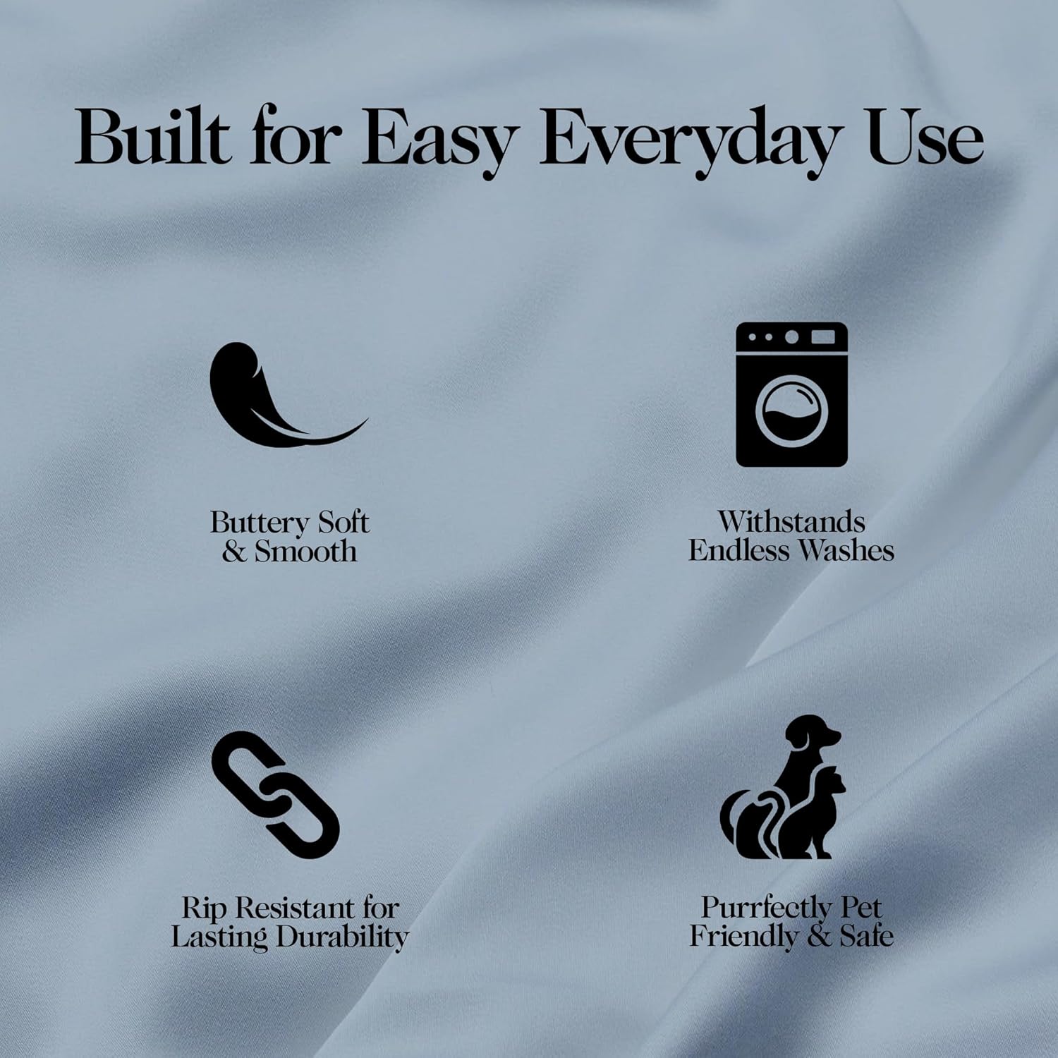 100% Organically Grown Bamboo Viscose King Sheet Set - 16 Inches Deep Pocket with 4 Corner Straps & Double-Elastic, 100% Pure Viscose No Blend, Silky Soft & Breathable Bedsheets, 4 Pieces, Light Blue