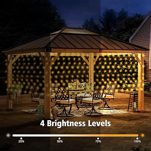 Miniatura 3 de Cortina de luces solares de 33 x 3 pies, 500 luces LED para exteriores, impermeables, con temporizador remoto, para jardín, patio, valla, boda,