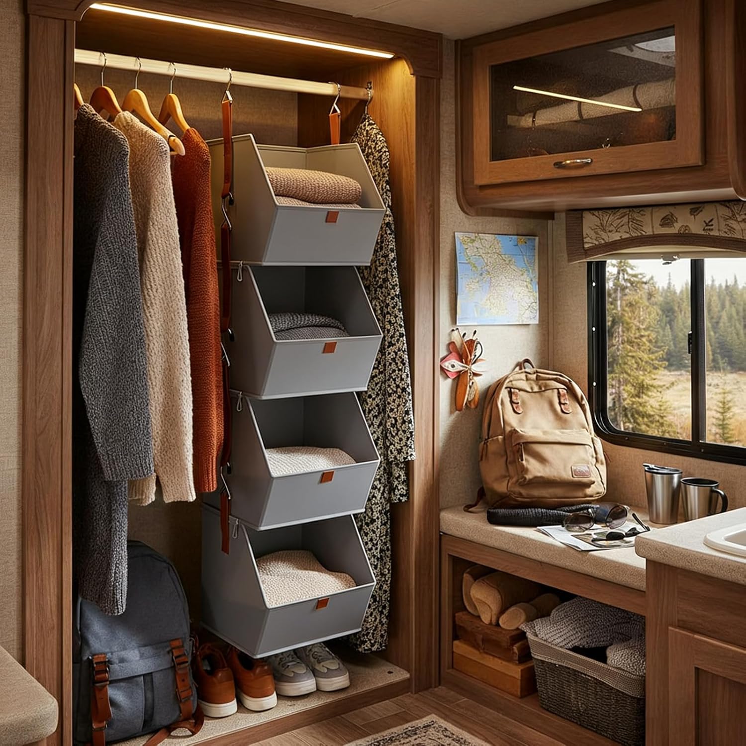 ドアに掛けて使用する収納オーガナイザー - 4段衣類オーガナイザー - 布製収納箱 - アパートや大学生の寝室や寮やオフィスでの靴や