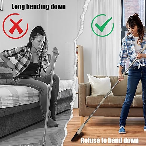 Miniatura 4 de Juego de escoba y recogedor para el hogar, recogedor con mango largo de 49.2 pulgadas, escoba con recogedor para restaurante, cocina, oficina,