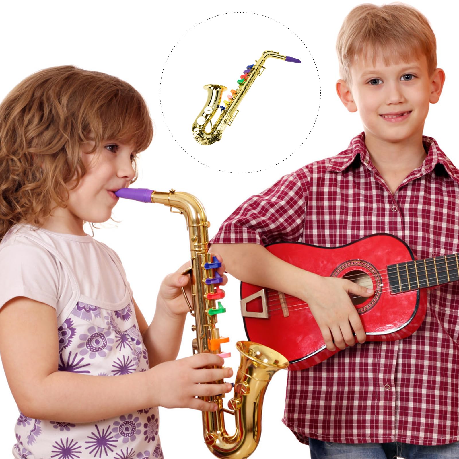 SUPVOX Sax Giocattolo Educativo per Bambini Oro, Saxofono Giocattolo, Tromba per Bambini in Plastica
