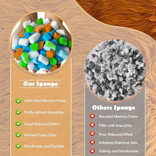 Miniatura 4 de Cómodo puf con otomana, moderno puf esponjoso para adultos y niños, puf interior con relleno grueso incluido, sofá perezoso de espuma viscoelástica