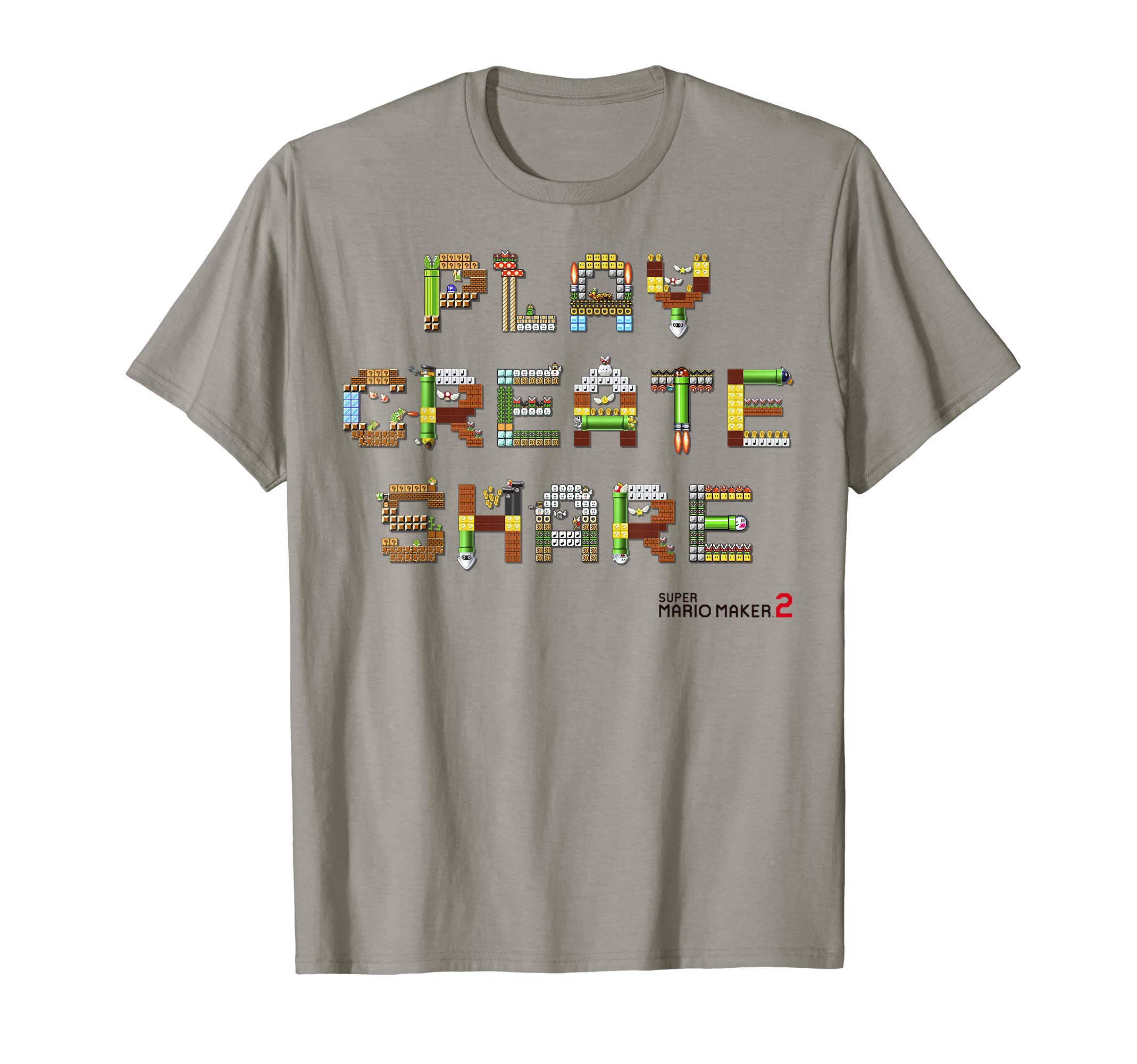 SUPER MARIOMaker 2 Play Create Share Block Build-Up T-Shirt
