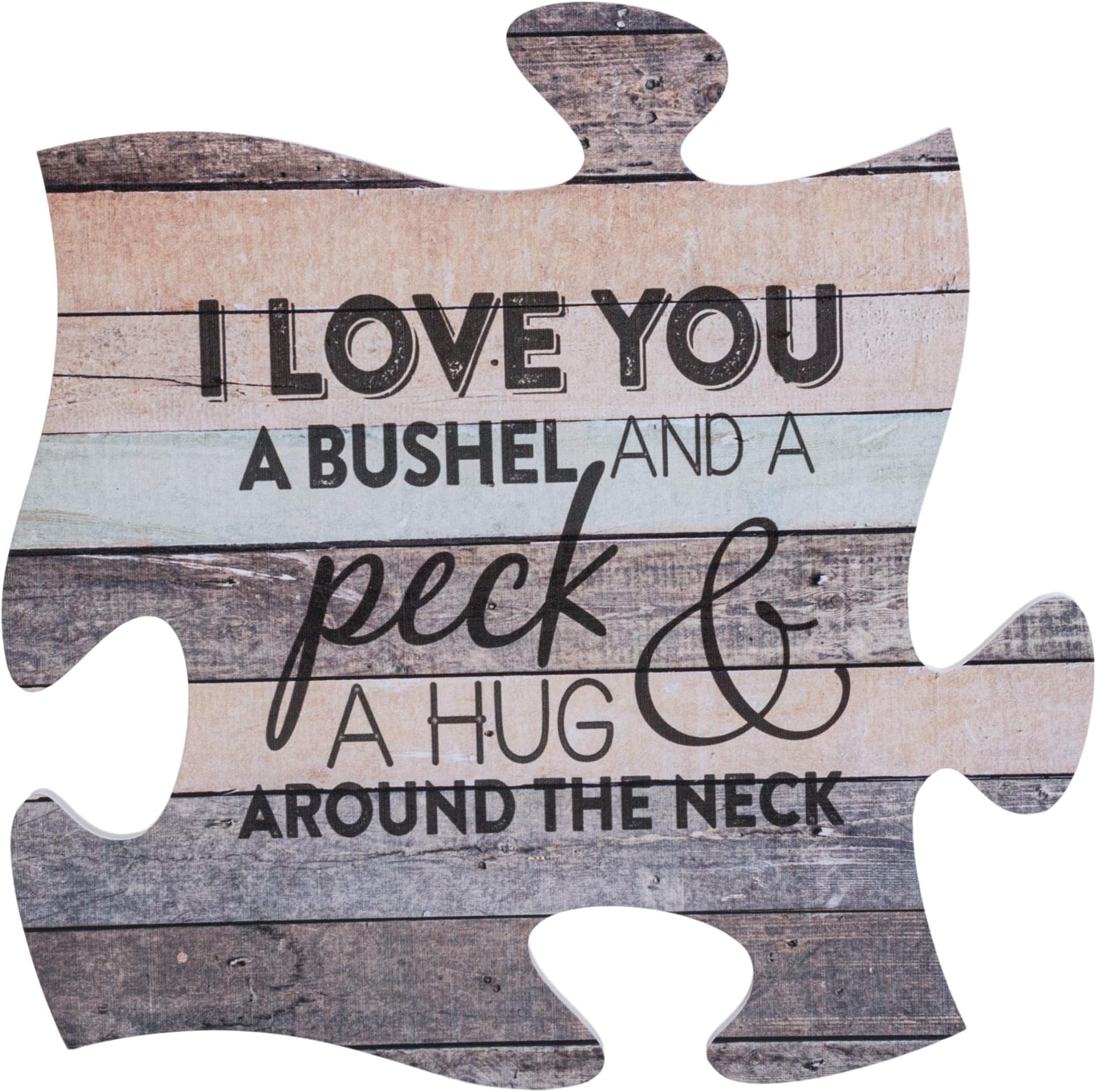 P. Graham Dunn I Love You a Bushel and a Peck Wood Look 12 x 12 inch Wood Puzzle Piece Wall Sign Plaque