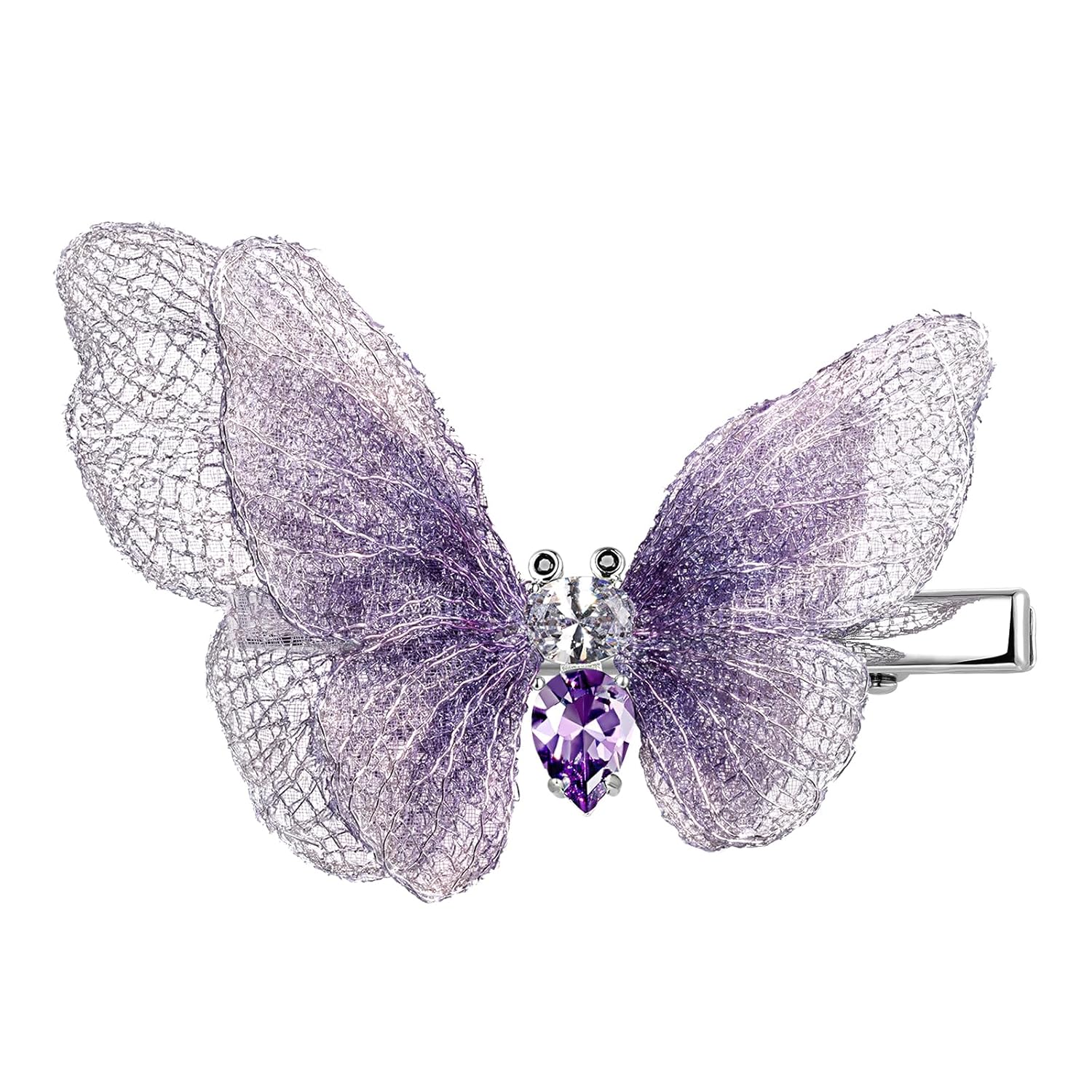Butterfly Embroidery Hair Clips for women, SHE'S FREE STYLE JUST FOR YOU Premium hair claw clip with with Gradient Embroidery and Cubic Zirconia Inlay, Elegant Handmade Side Hair Accessories