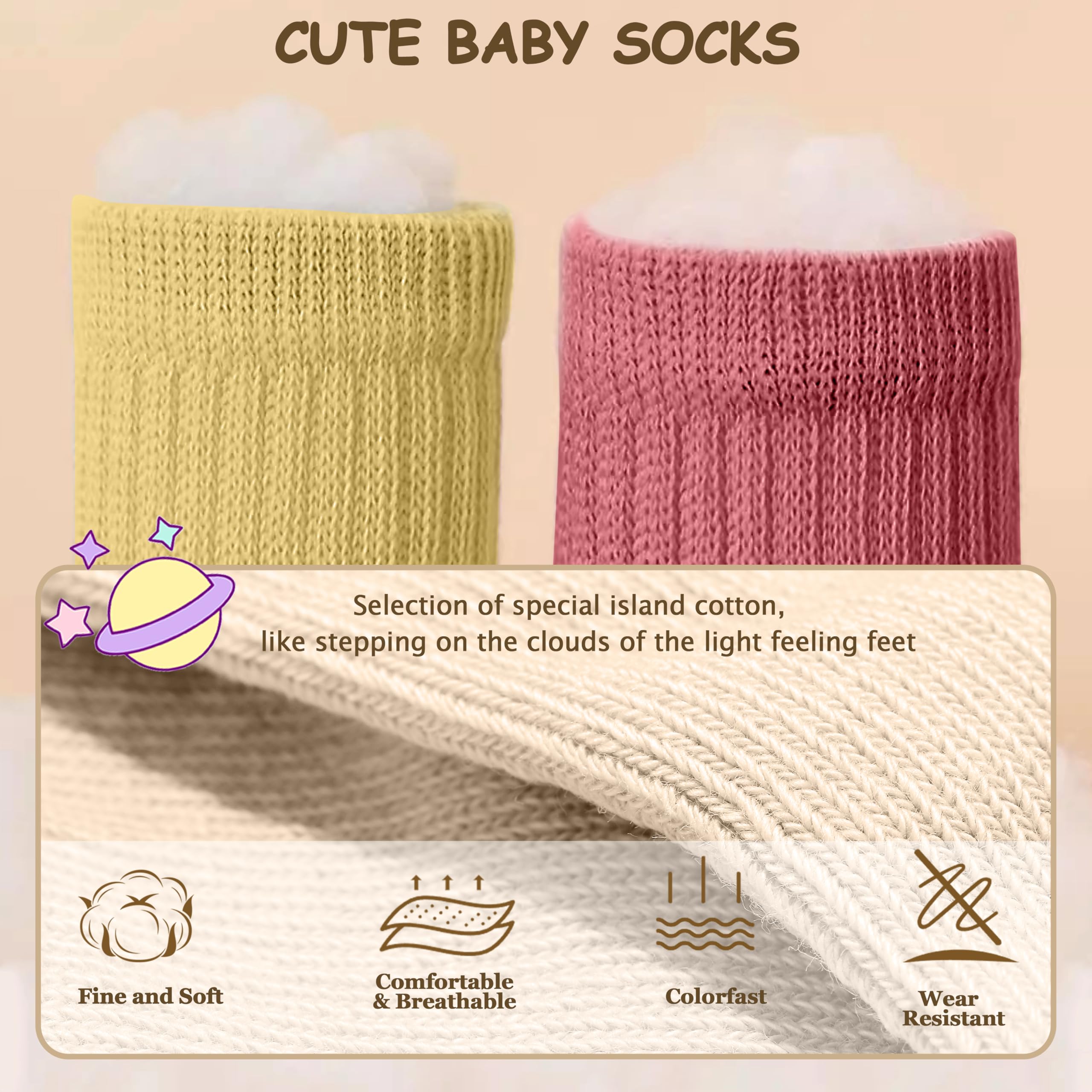 TTIZZY unisex-baby socken - gekämmte baumwolle crew socken