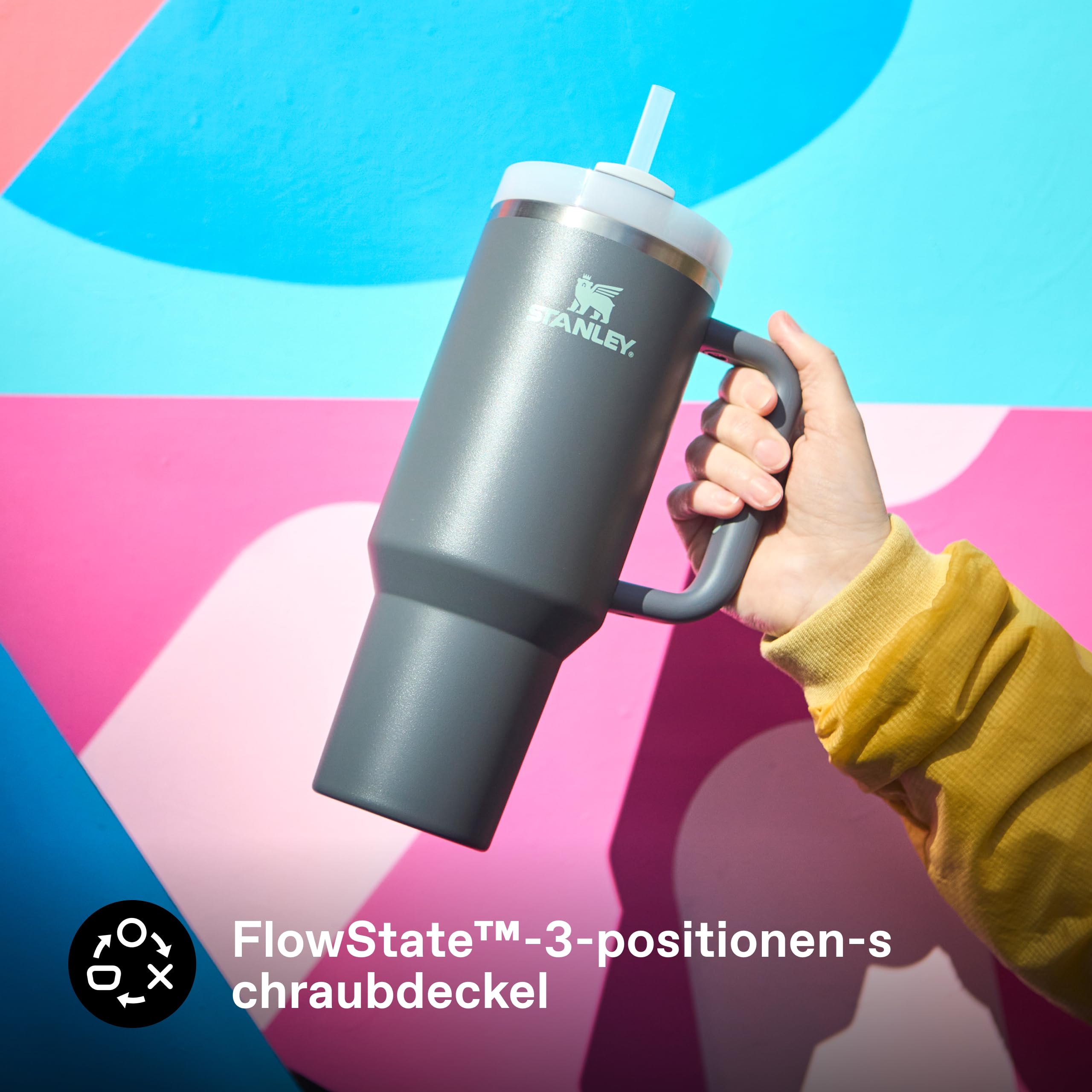Stanley 1913 Quencher Mug Isotherme avec Paille 1.2L - Charcoal