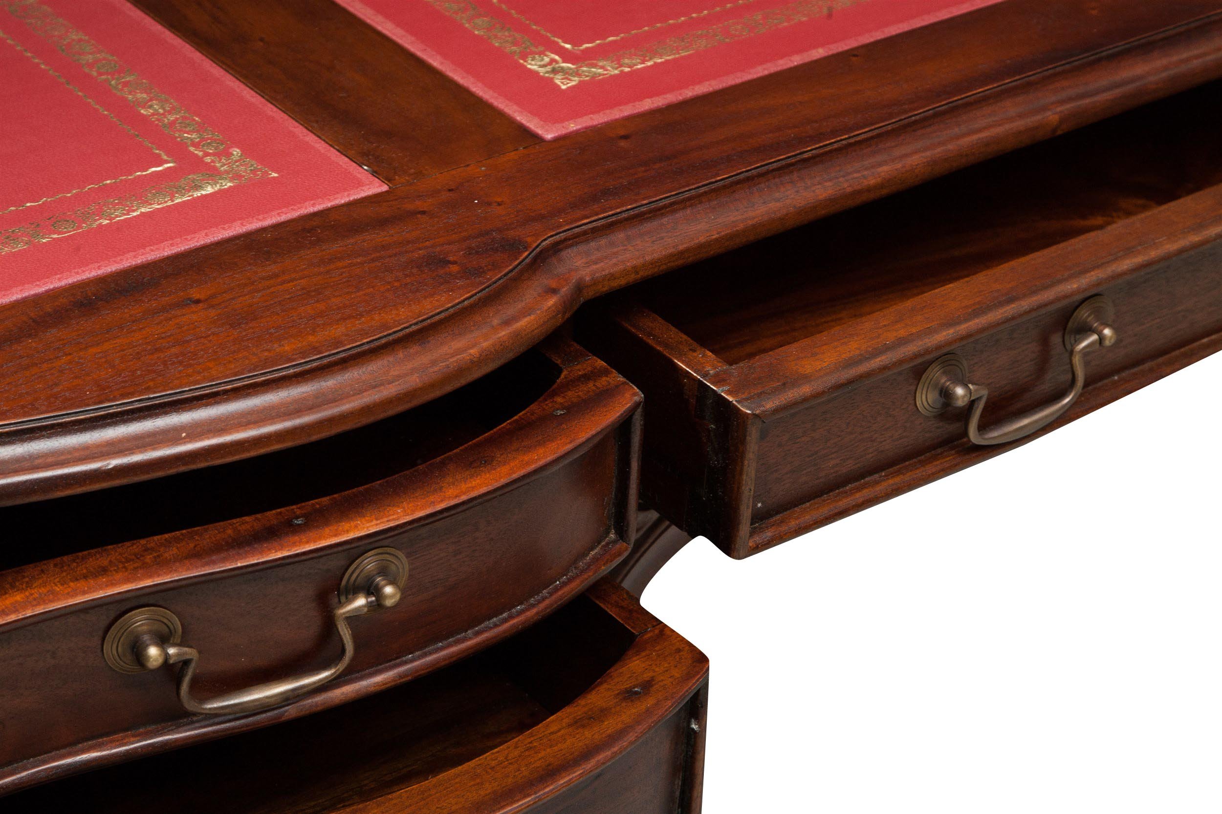 Biscottini Scrittoio in legno e pelle vintage 150x83x75 cm - Scrivania con cassetti - Scrittoio antico in legno - Scrivanie classiche per studio e camera da letto - Tavolo da lavoro per Computer