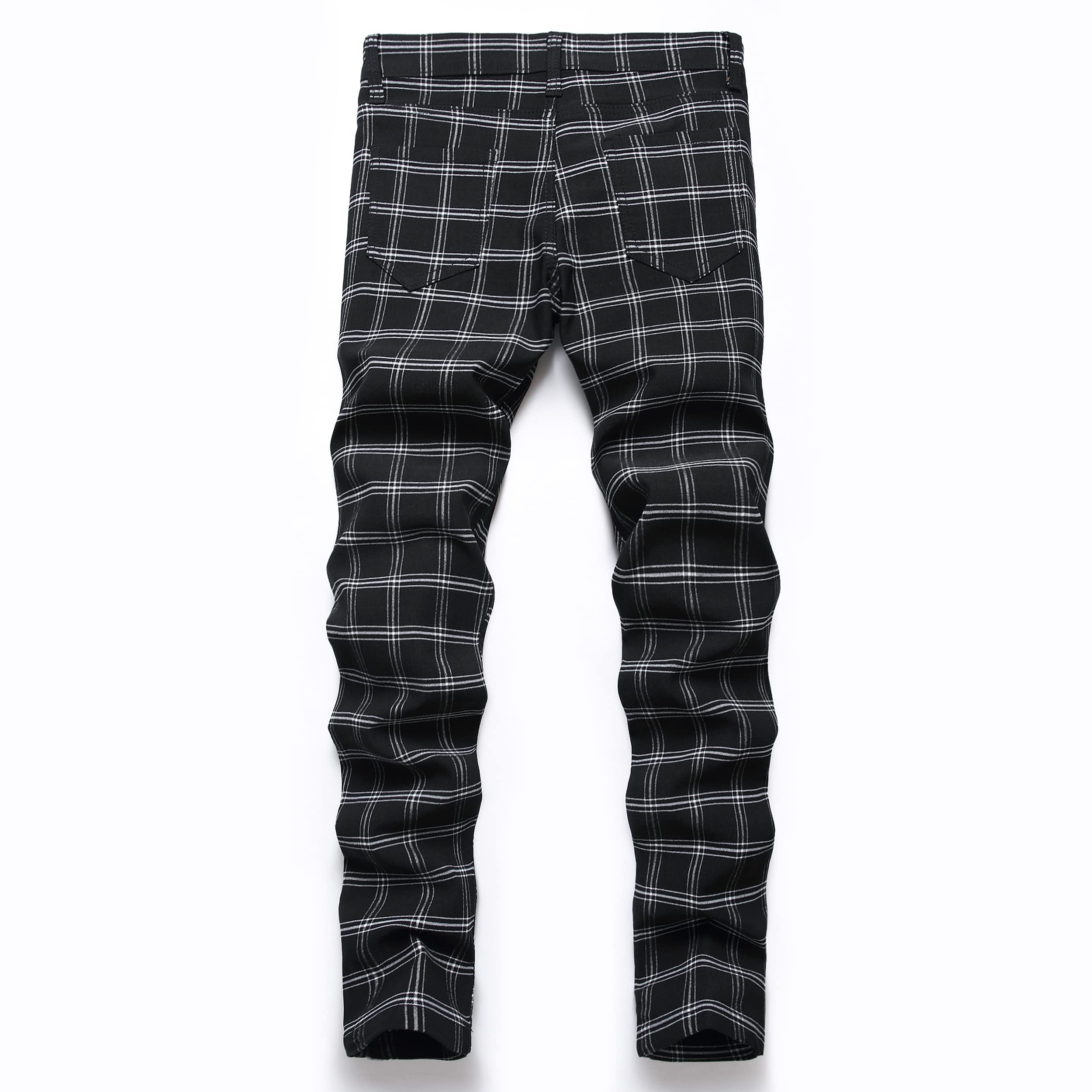 NOVOCCT Plaid Panst da uomo, pantaloni skinny da uomo, elasticizzati, slim fit, stile casual da lavoro, pantaloni chino da uomo, Plaid nero., 42