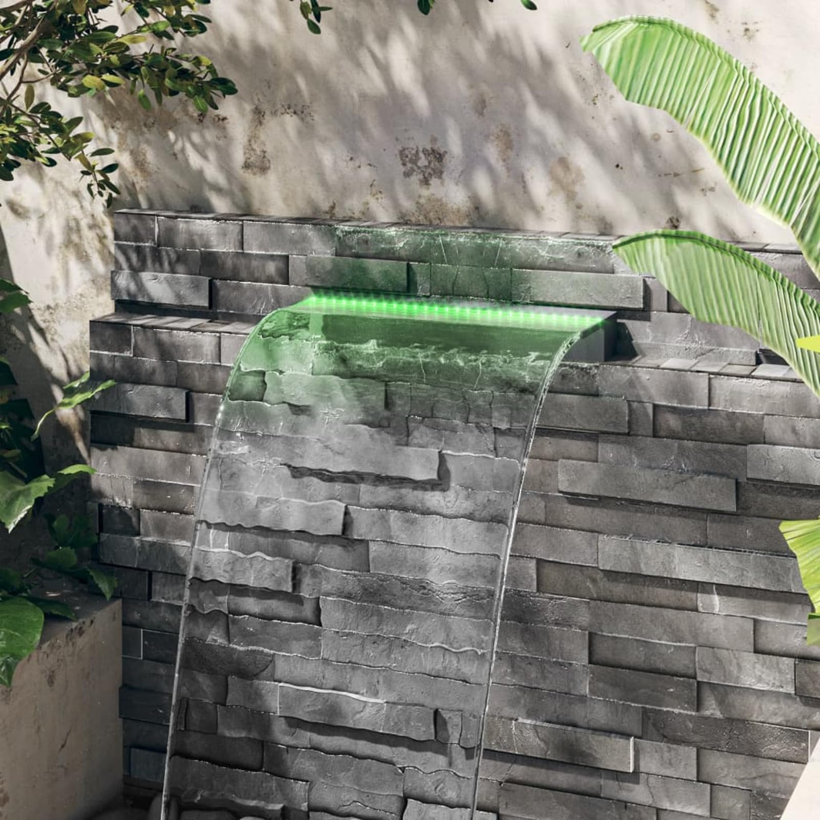 Fuente Cascada conRGB acrílico 60 cm, Cascadas para Piscinas, Fuente Piscina, Fuente Jardin, Estanque Jardin, Fuente Cascada, Cascada Estanque - SPU:151403
