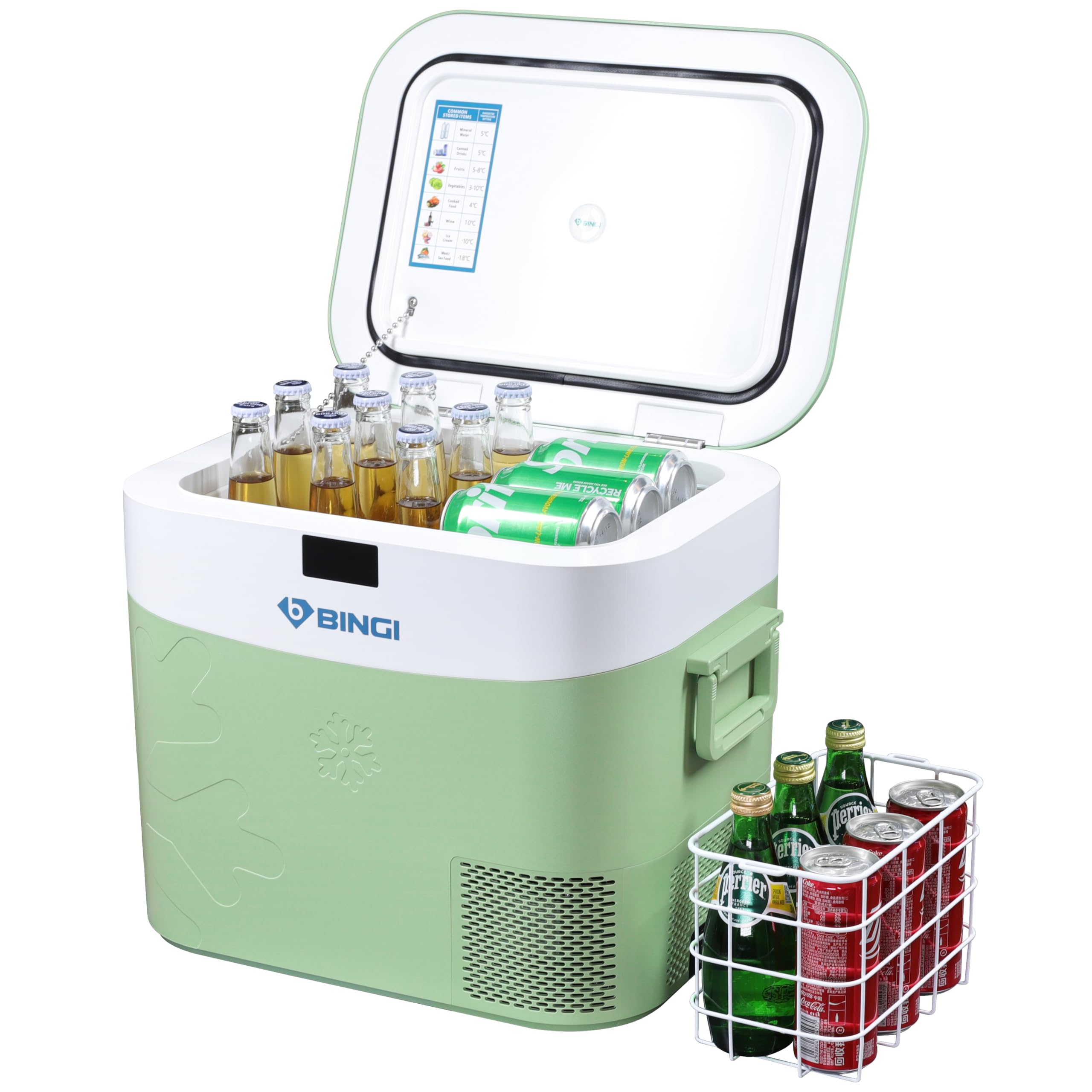 BINGI Nevera Portátil Eléctrica 22L,Nevera y Congelador Compresor Portátil,Refrigerador de Coche 12V/24V,mini frigorífico CA 220v Para Hogar,Conducción,Camping,Viajes,Barco,-18ºC a +15ºC