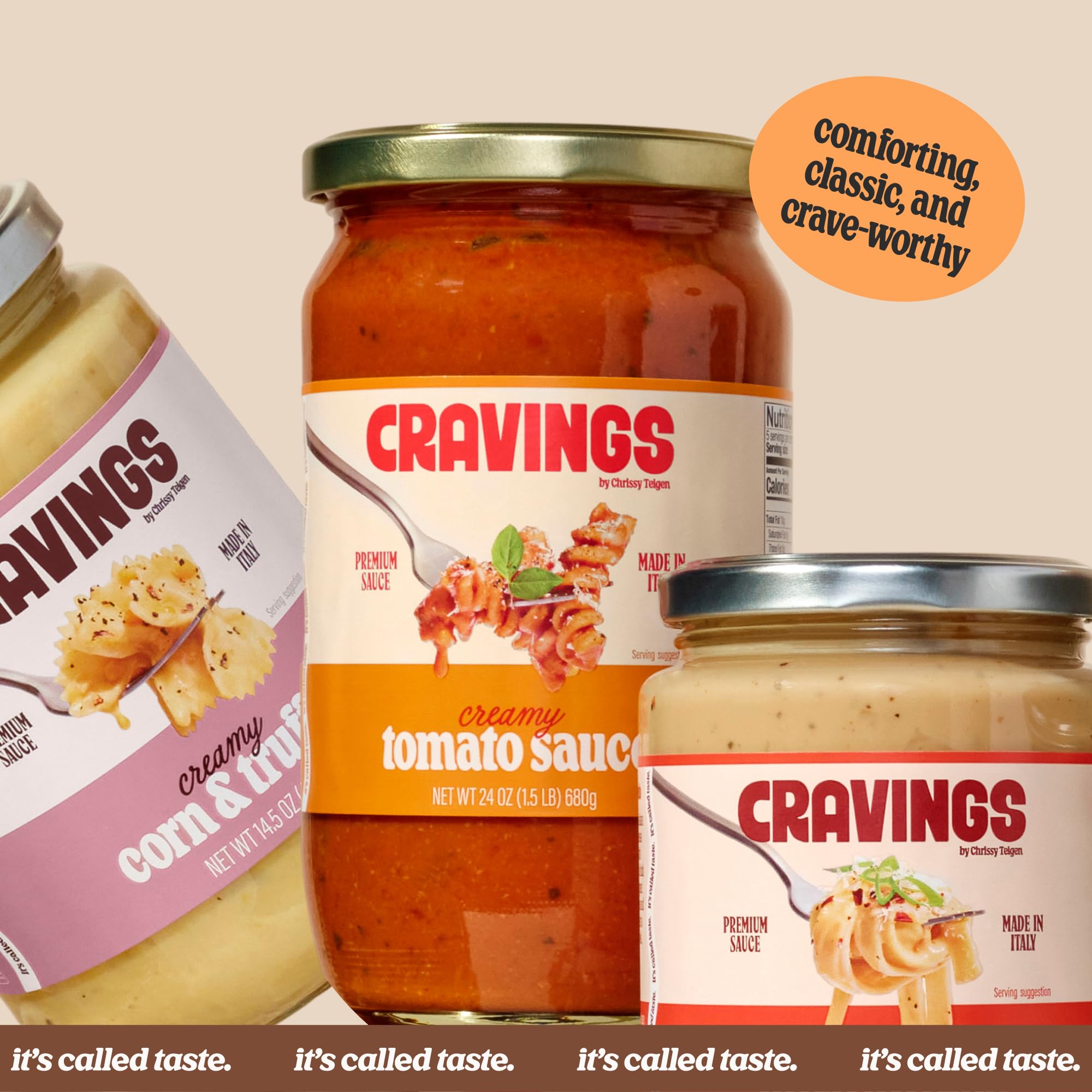Cravings by Chrissy Teigen Creamy Tomato Pasta Sauce 2 Pack | Authentic Italian Tomato & Spaghetti Sauce with Cheese | Imported, 24oz each
