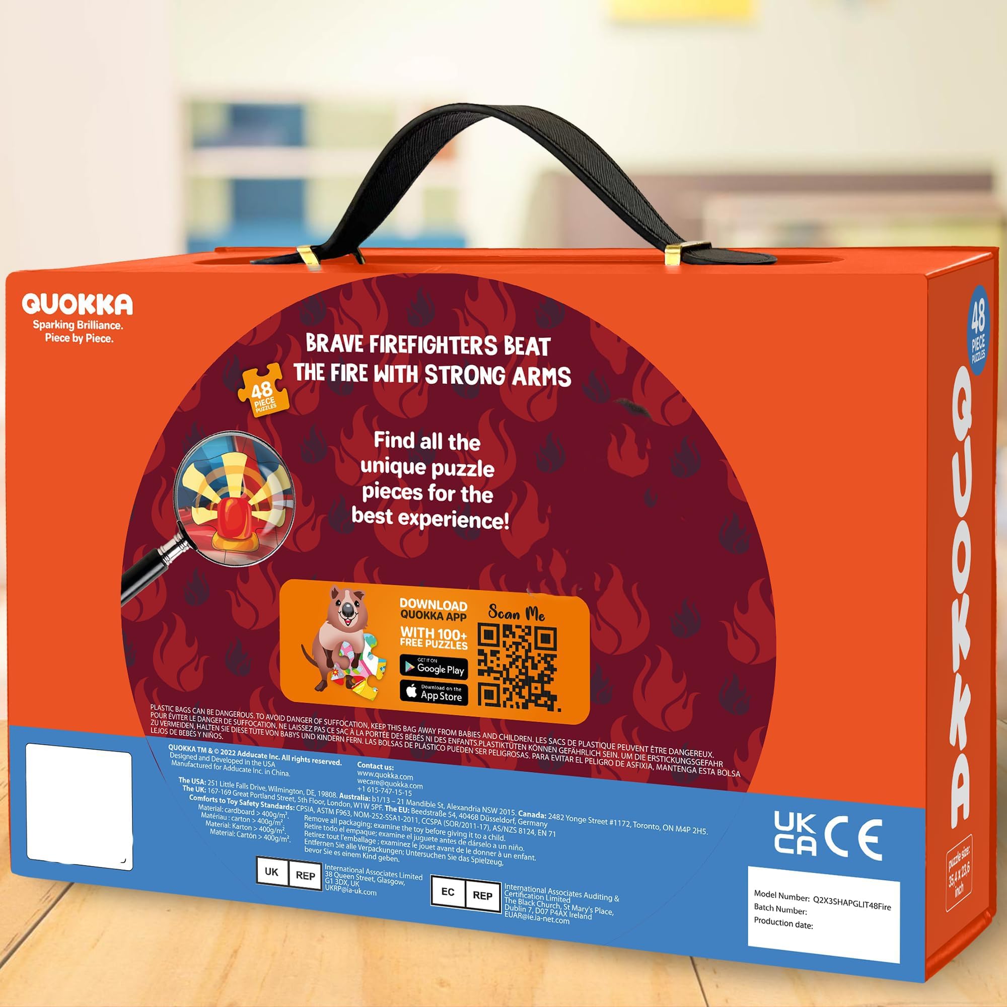 QUOKKA Rompecabezas De Piso con Purpurina - 60 X 90 Cm 48 Piezas - Rompecabezas Gigante Educativo con Forma De Bombero