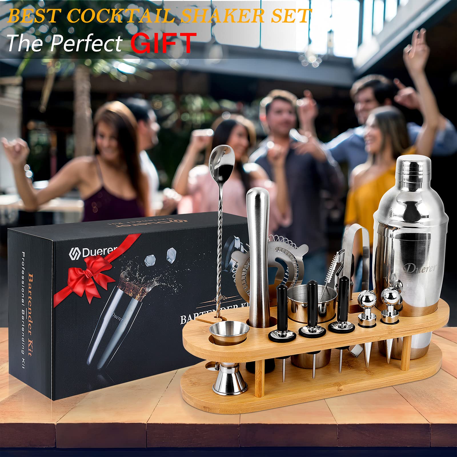 Duerer Bartender Kit with Stand, 23Piece Cocktail Kit with Stylish