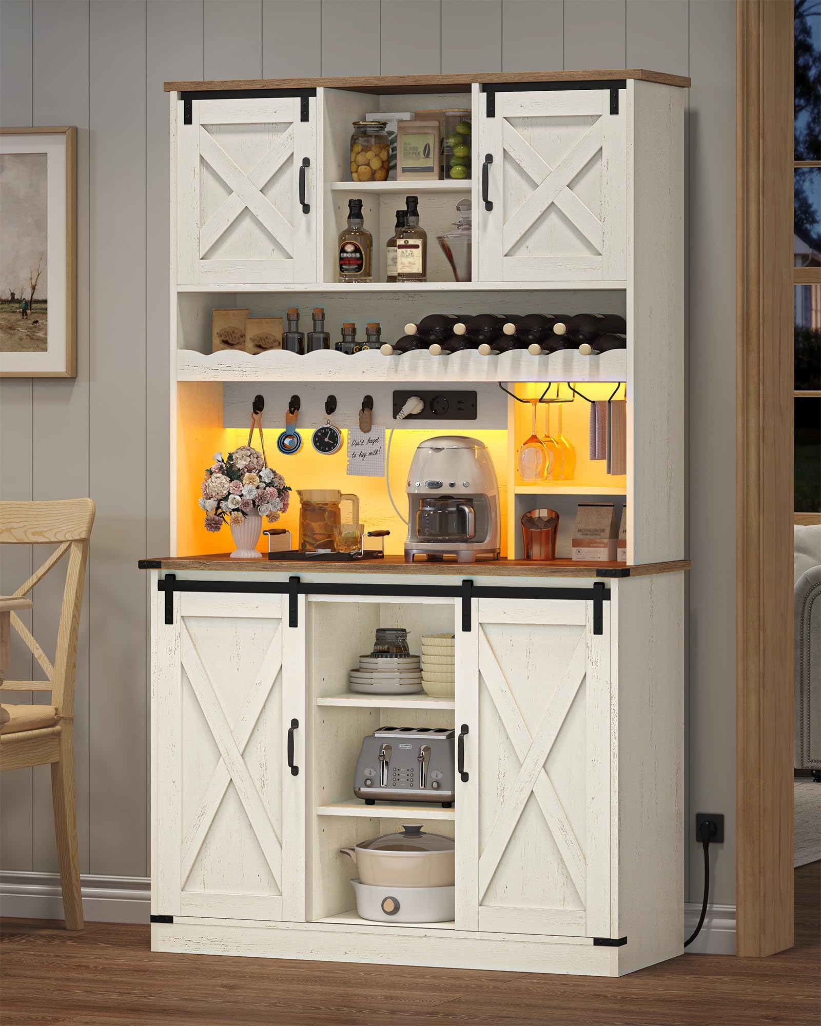 Hzuaneri Meuble Cuisine, Meuble de Rangement avec Lumières et Chargeur